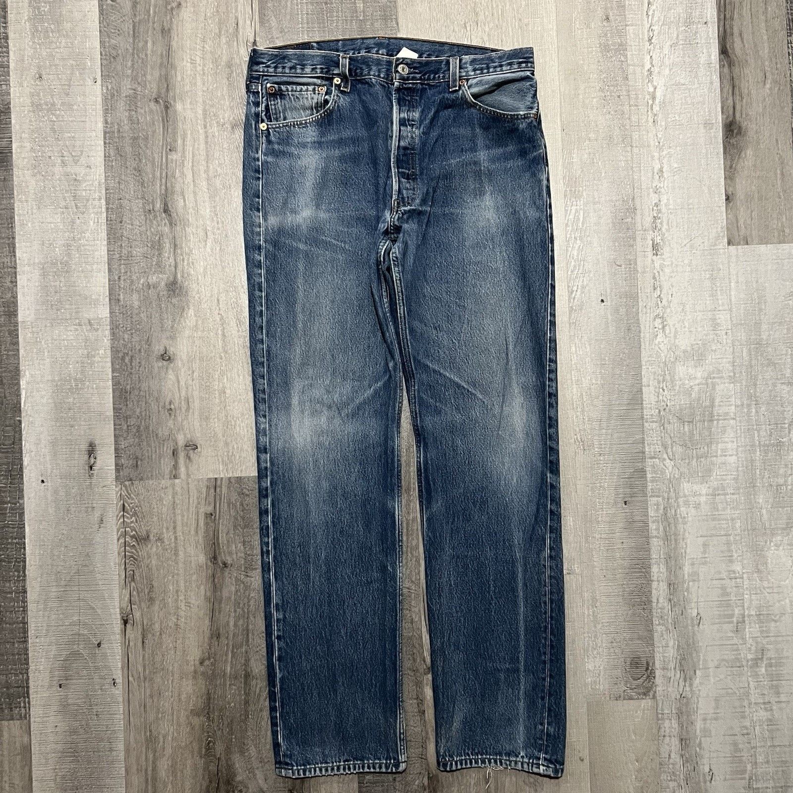 Levi's VTG Levis 501 Jeans Faded Blue Y2K Button Fly Jeans Size US 35 - 1 Thumbnail