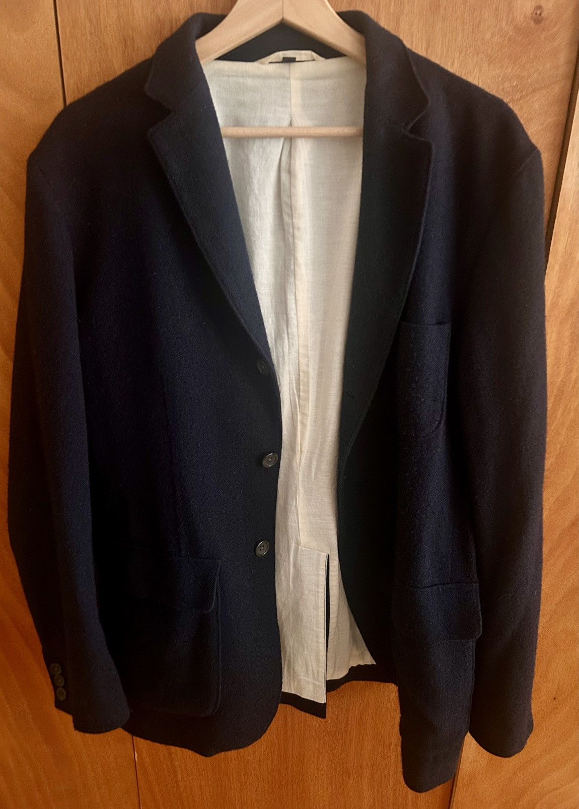 Muji MUJI Tweed Tailored Jacket – Navy Minimal Blazer – Size M Size 40R - 4 Thumbnail