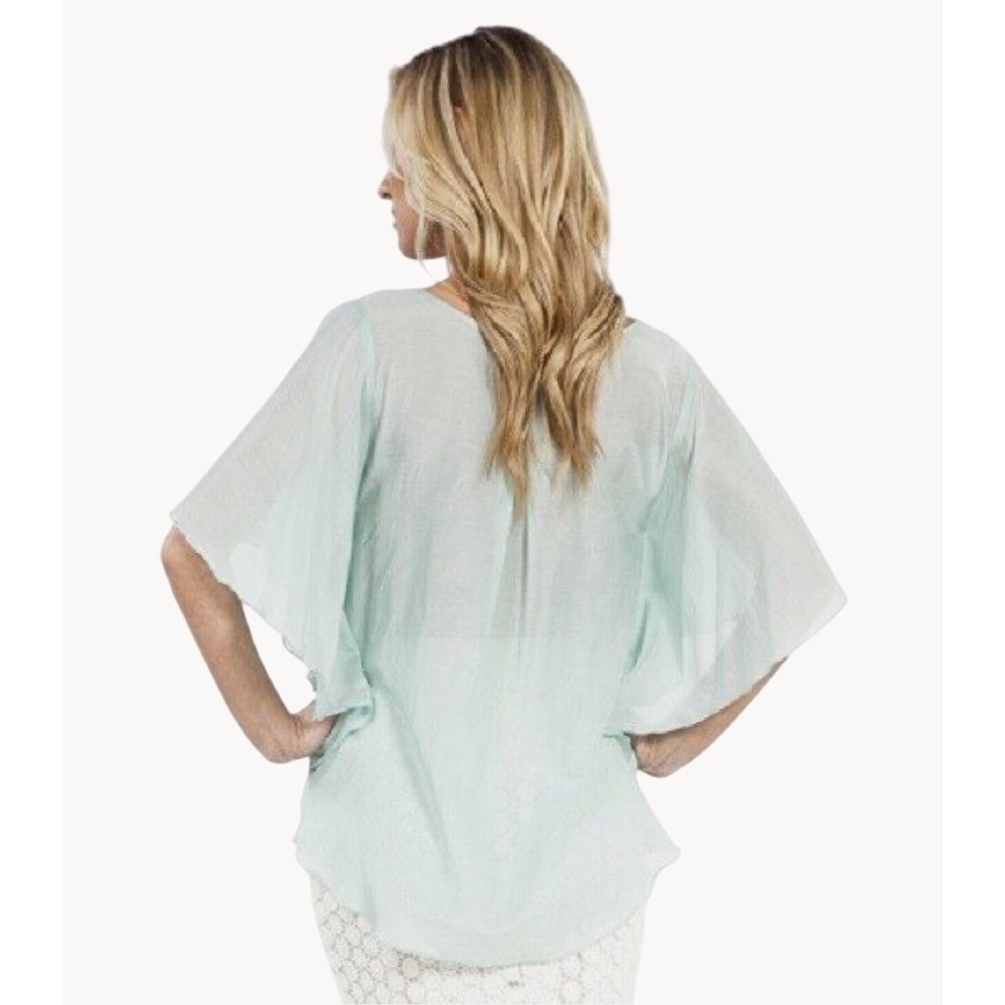 Other NWT Karen Kane Aqua Silver Flutter Slv Silk Top | Coastal Me Size M / US 6-8 / IT 42-44 - 5 Thumbnail