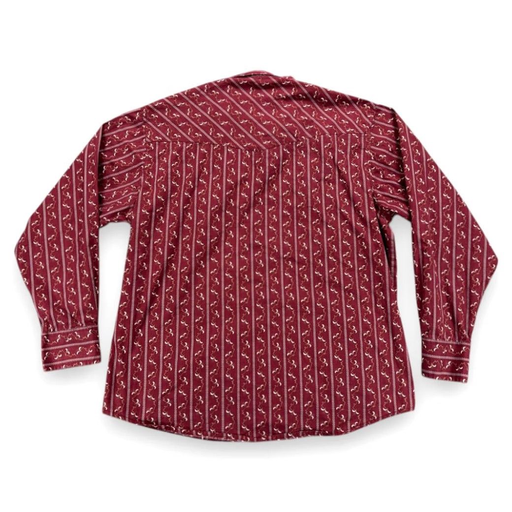 Wrangler Wrangler Western Shirt Adult LARGE Red Striped Geometric Pearl Snap Cowboy Rodeo Size US L / EU 52-54 / 3 - 3 Thumbnail