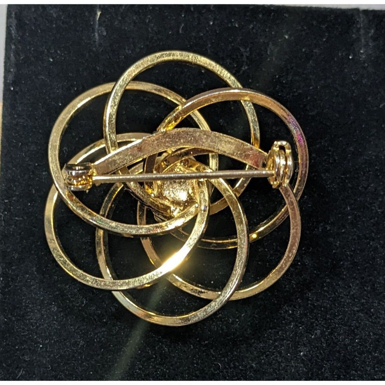 Other Vintage Atomic Swirl Floral Brooch With Faux Pearl Accent Size ONE SIZE - 4 Thumbnail