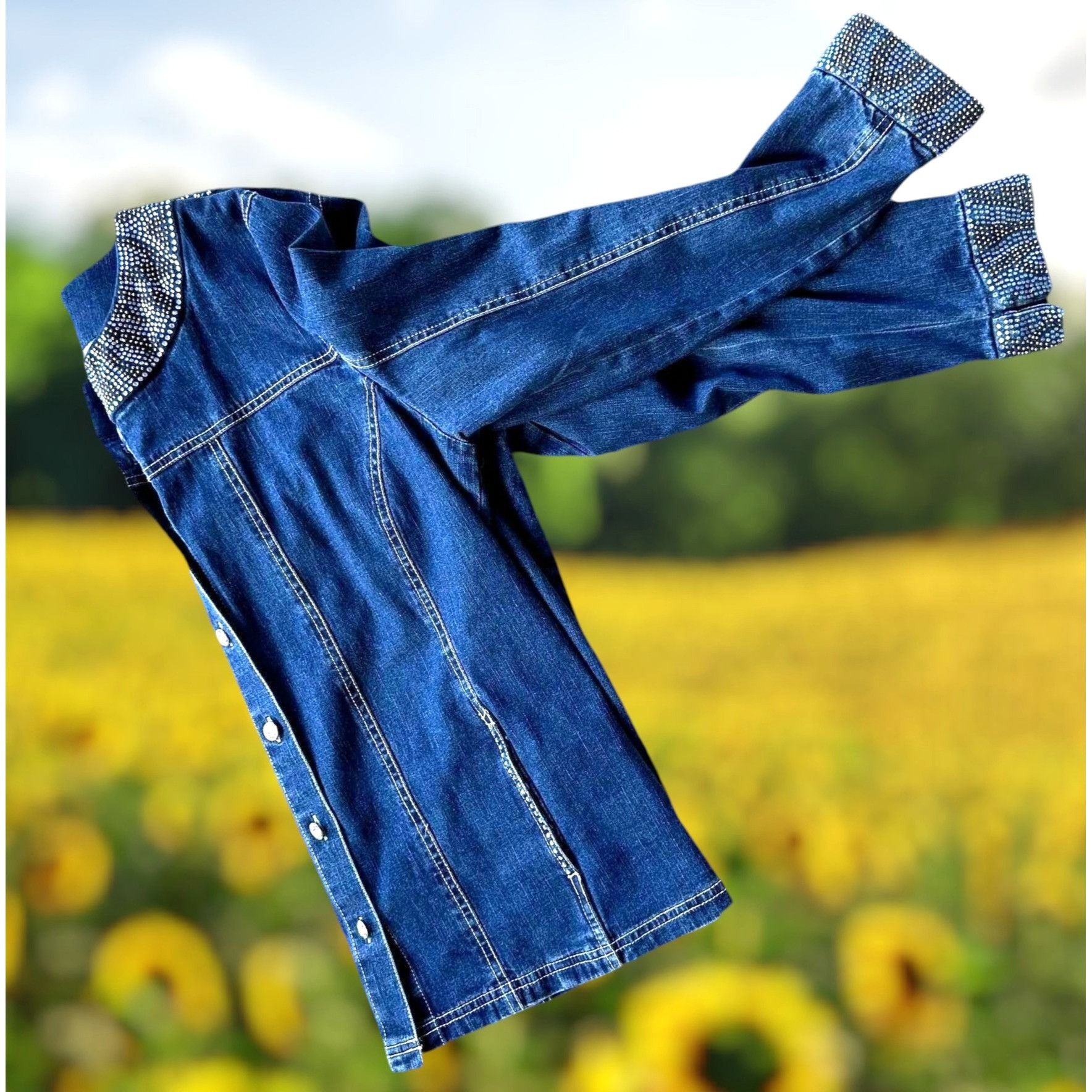 Quacker Factory × Vintage Vintage Quacker Factory Jean Jacket Large Blue Denim Size L / US 10 / IT 46 - 9 Thumbnail