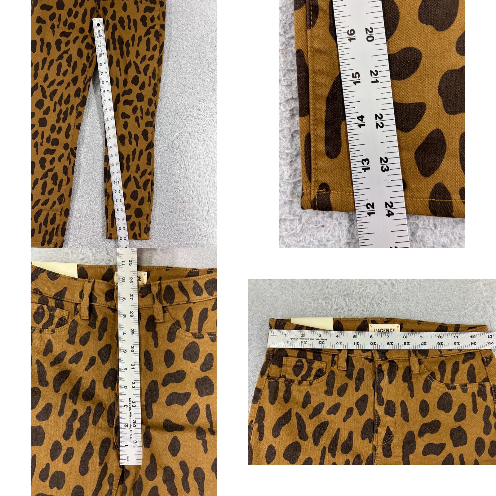 L'AGENCE L'AGENCE Jeans Womens 26 Brown Animal Print Distressed Skinny Stretch High Rise 5-Pocket Denim Size 26" / US 2 / IT 38 - 8 Thumbnail