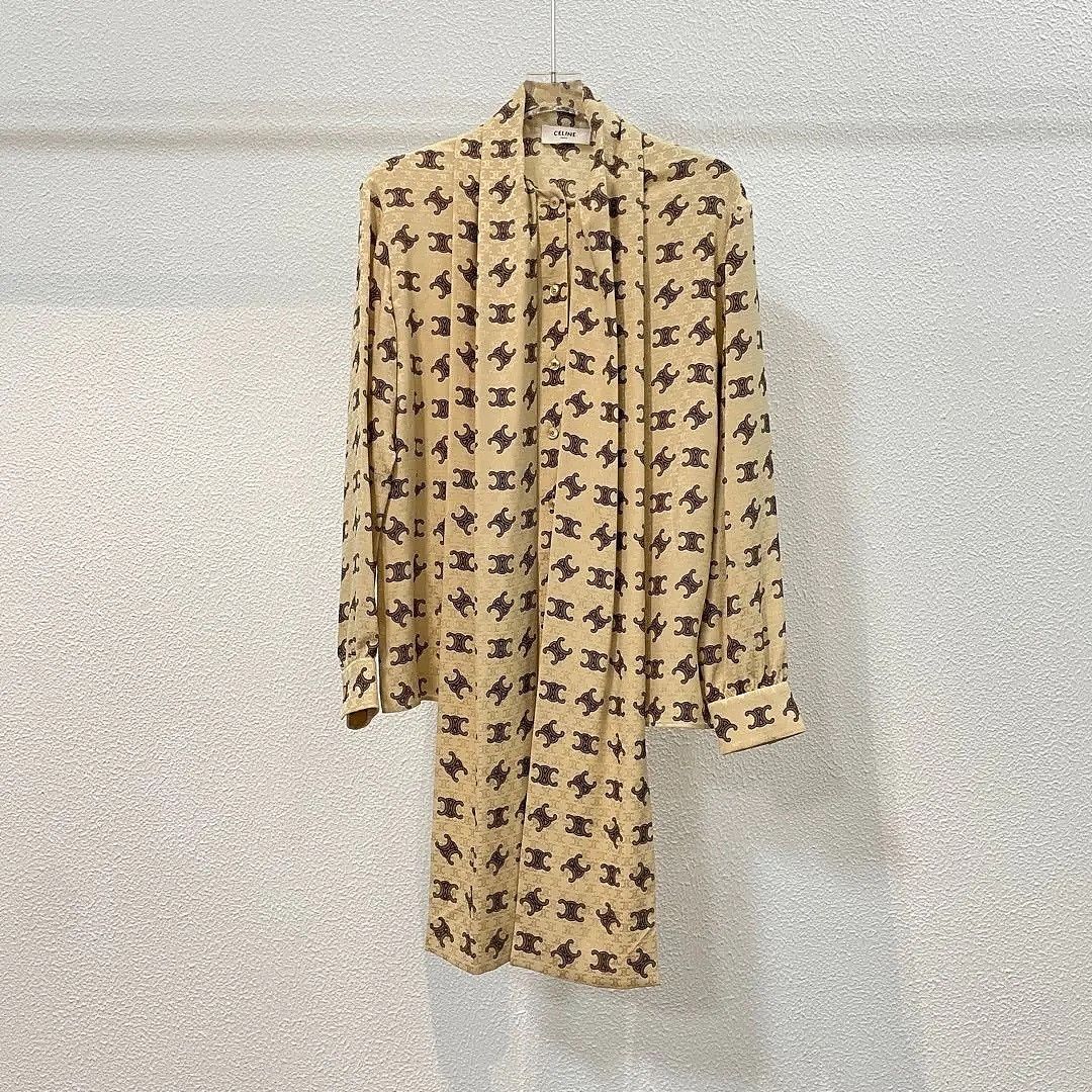 Celine Celine Triomphe Logo Silk Blouse Size 34 Size XXS / US 00 / IT 34 - 1 Thumbnail