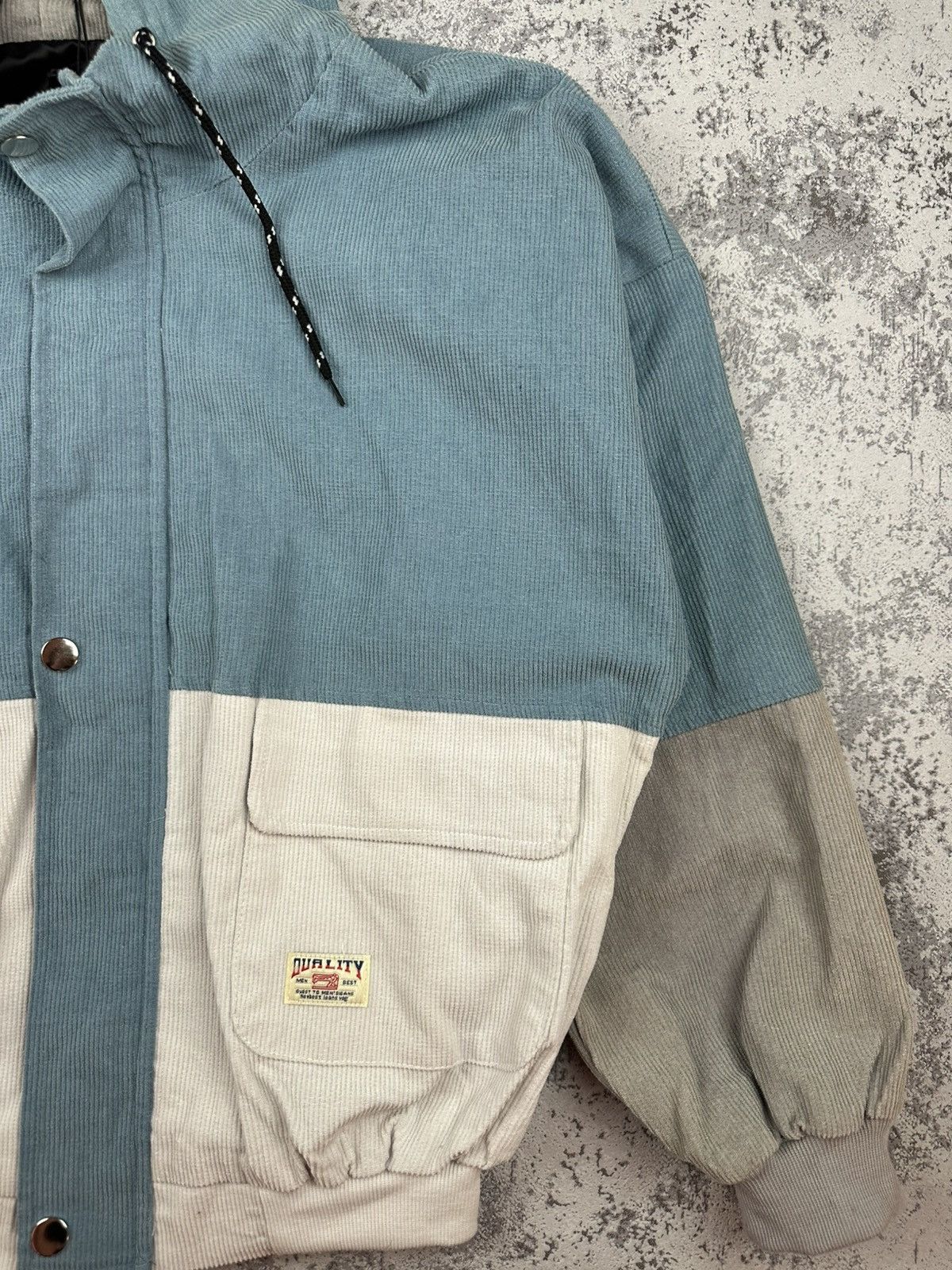 Japanese Brand Y2K Rasta Zaful Colorblock Corduroy Hooded Jacket Size US L / EU 52-54 / 3 - 9 Thumbnail