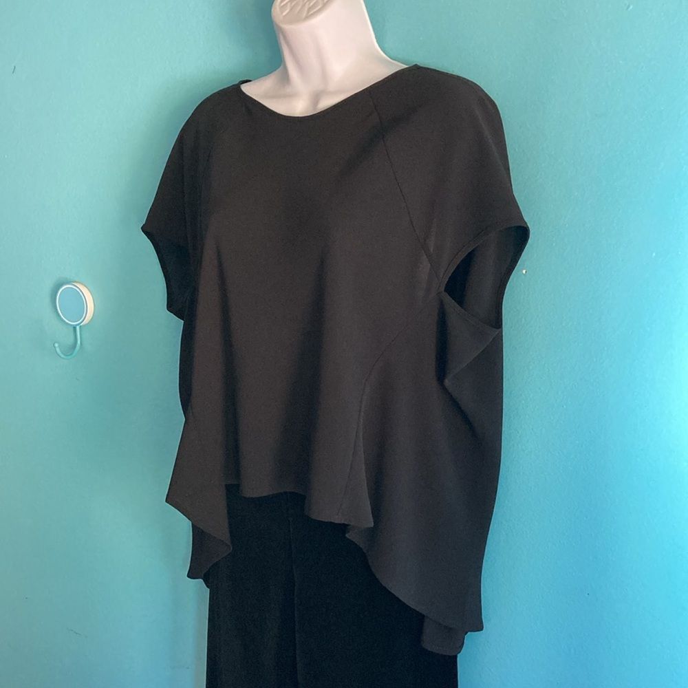 Imperial Imperial Womens Black Poly Blend High Low Pullover Blouse Size M Made in Italy Size M / US 6-8 / IT 42-44 - 9 Thumbnail