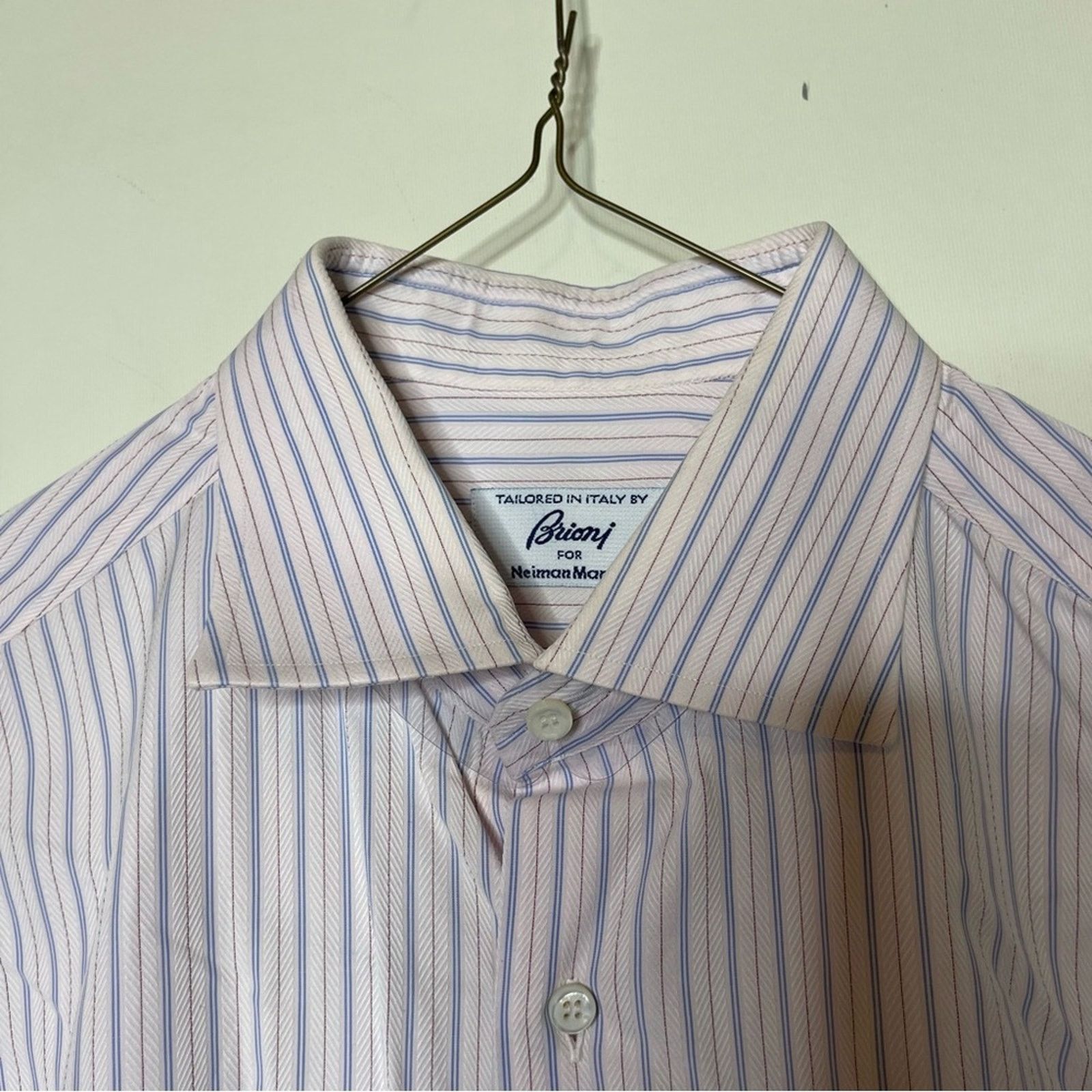 Brioni Brioni pink blue dress button down shirt sz 16 Size US L / EU 52-54 / 3 - 3 Thumbnail