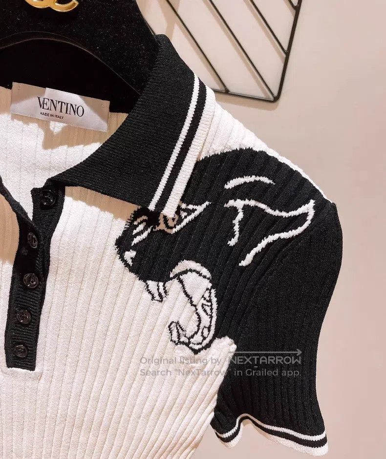 Valentino Valentino Black and white color-blocked leopard head knitt Size L / US 10 / IT 46 - 2 Thumbnail