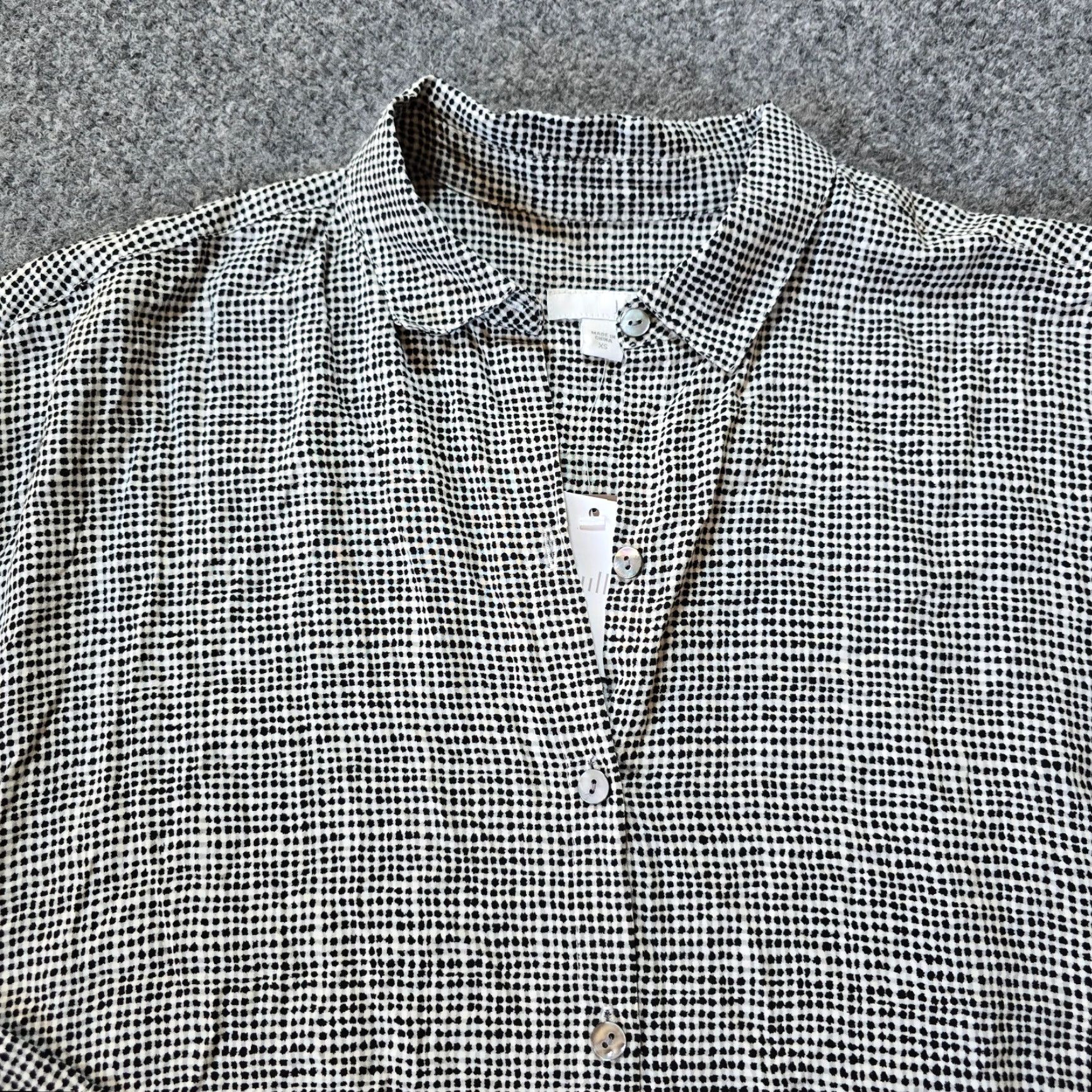 J. Jill J Jill Top Womens XS Black Plaid Button-Up Long Sleeve Casual Career Shirt Size XS / US 0-2 / IT 36-38 - 2 Thumbnail