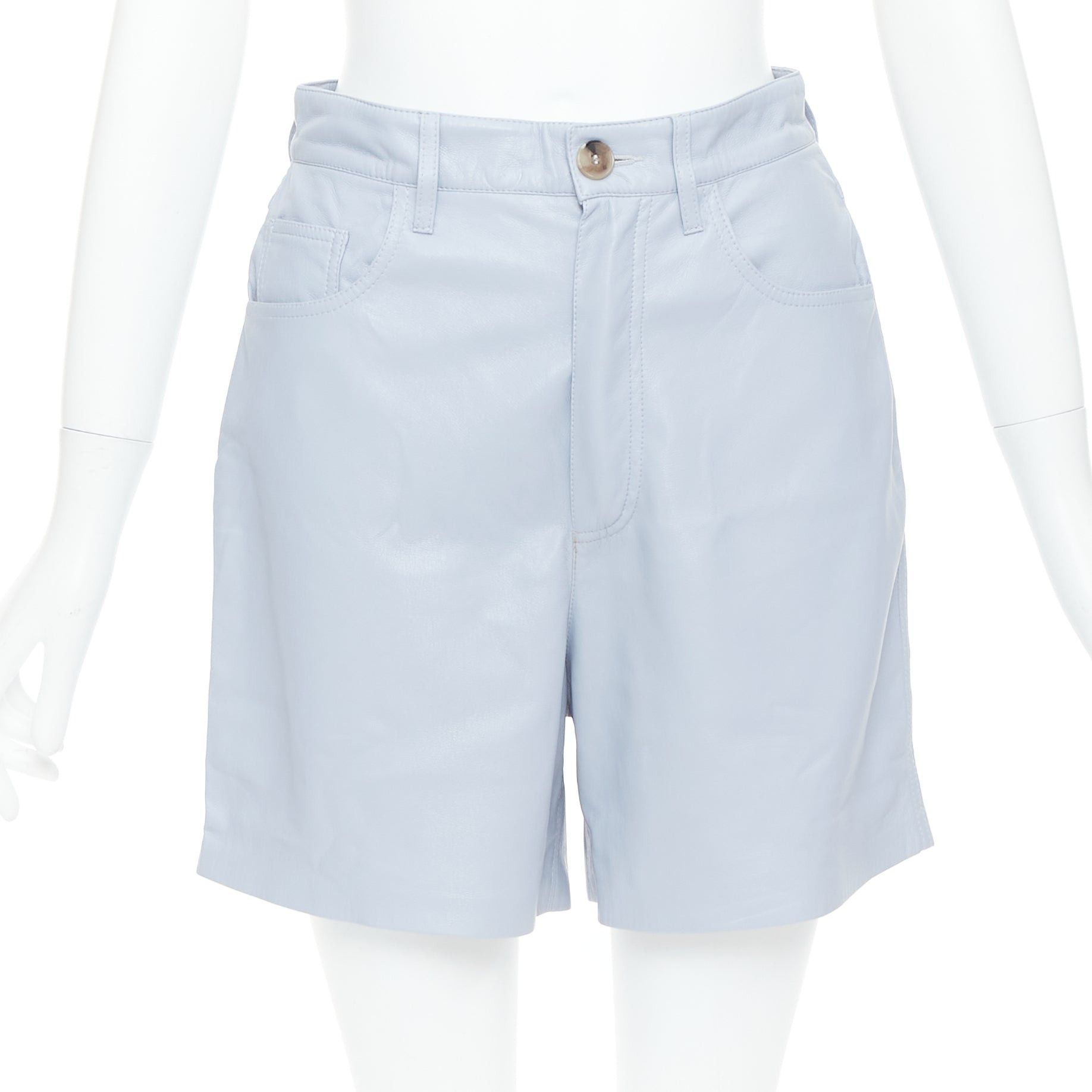 Nanushka NANUSHKA powder blue vegan leather high waist shorts S Size 27" / US 4 / IT 40 - 1 Thumbnail