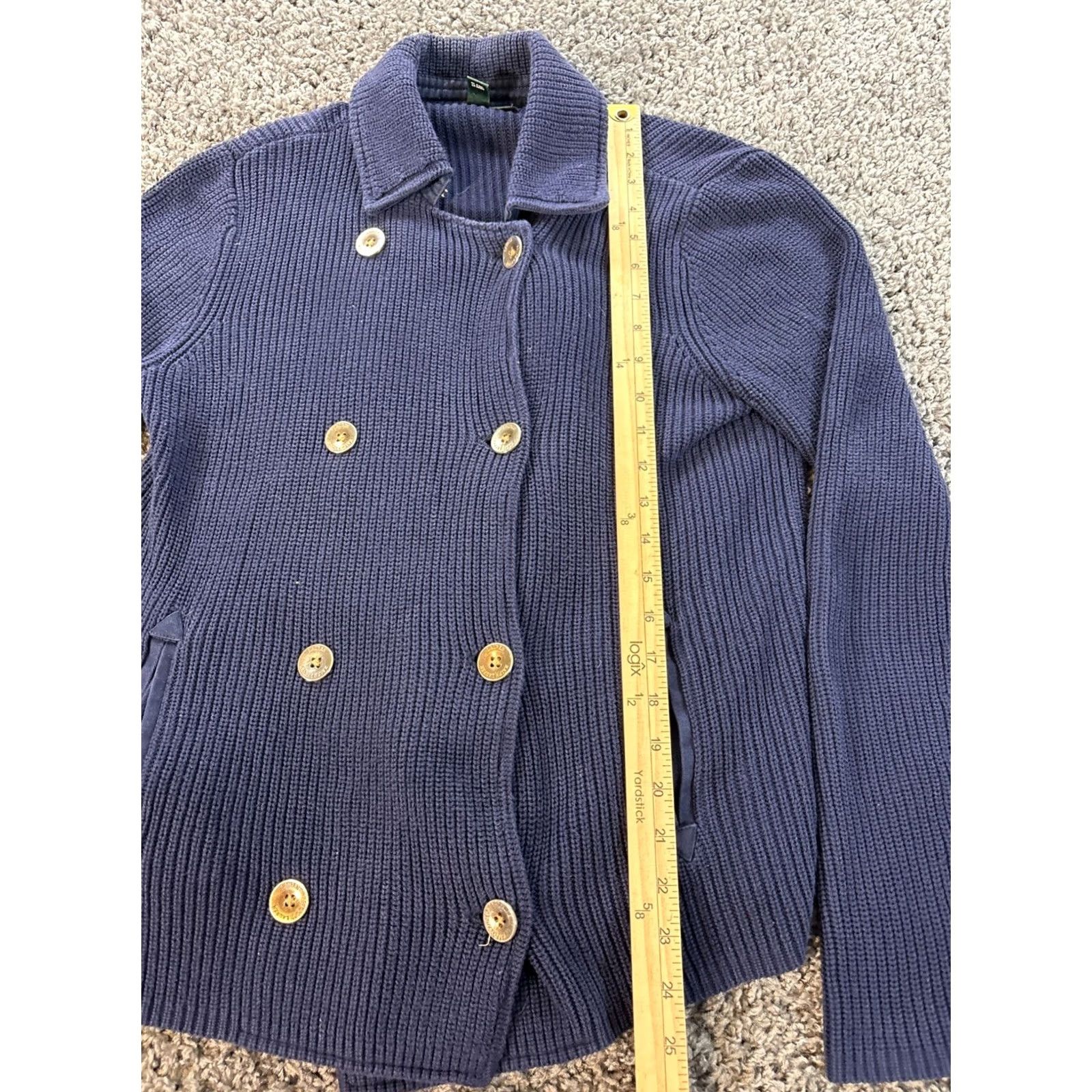 Ralph Lauren VINTAGE Ralph Lauren Cardigan Sweater Women’s Medium Navy Knit Double Breast Blue M Long Sleeve Collared Cotton Women Mens? Size M / US 6-8 / IT 42-44 - 2 Thumbnail