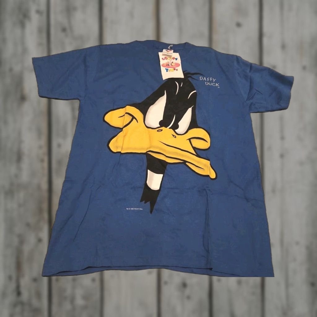 Vintage VINTAGE Warner Bros. Daffy Duck Shirt L Men Blue 80s Crew Neck Short Sleeve Cotton Knit T-Shirt New W/Tag Single Stitch Size US L / EU 52-54 / 3 - 1 Thumbnail