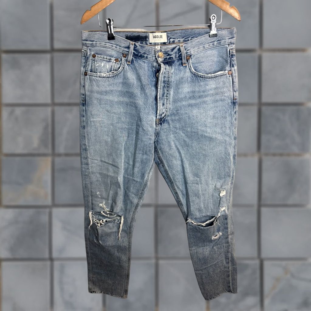 Agolde Agolde Womens Jamie Jeans Size 29 Blue Denim Destroyed High Rise Ankle Shakedown 90s Bohemian City Size 29" - 1 Thumbnail