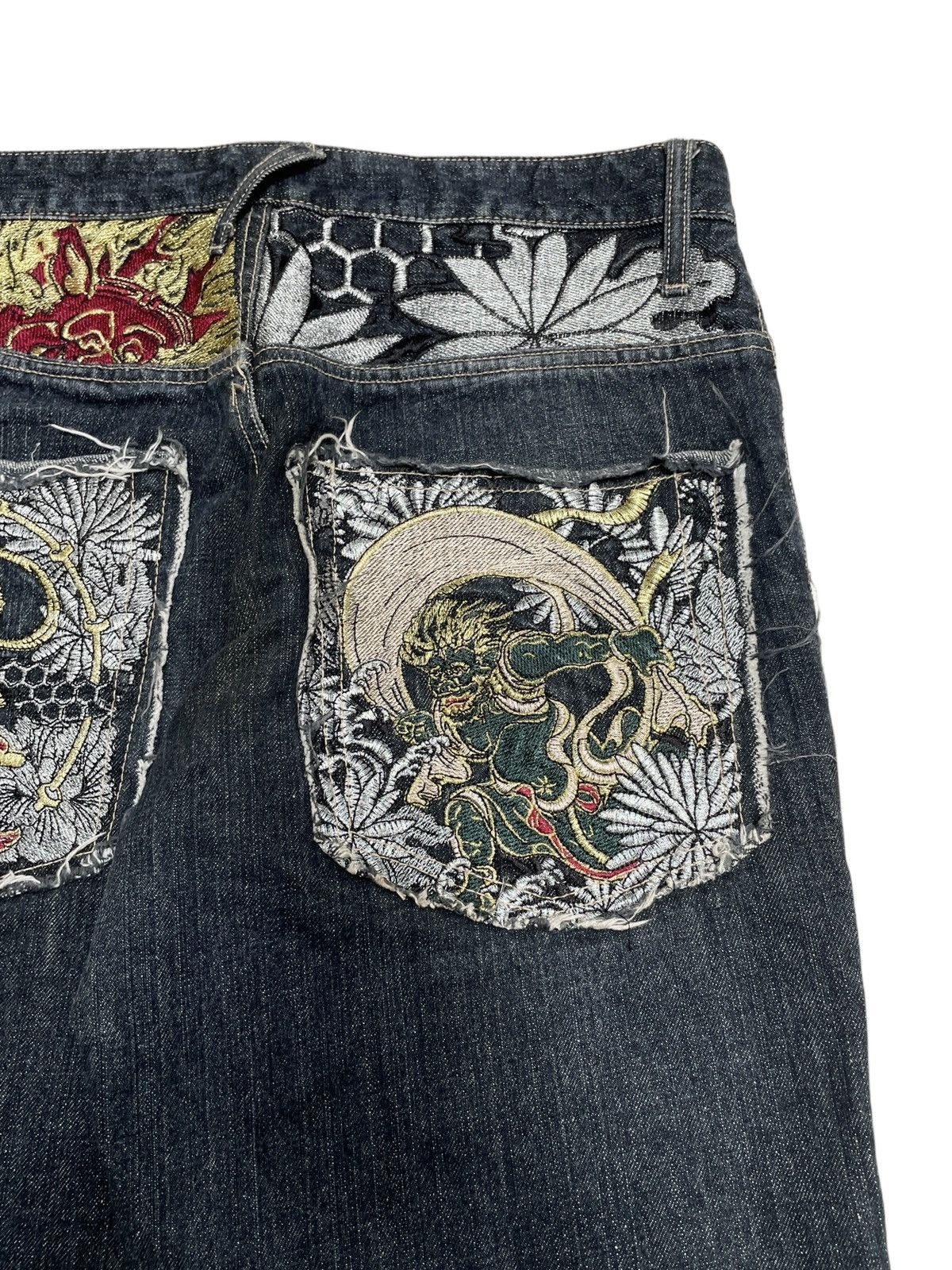 If Six Was Nine Rare Design Vintage Japanese Brand GUMU Sukajan Jeans 1990s Size US 31 - 4 Thumbnail
