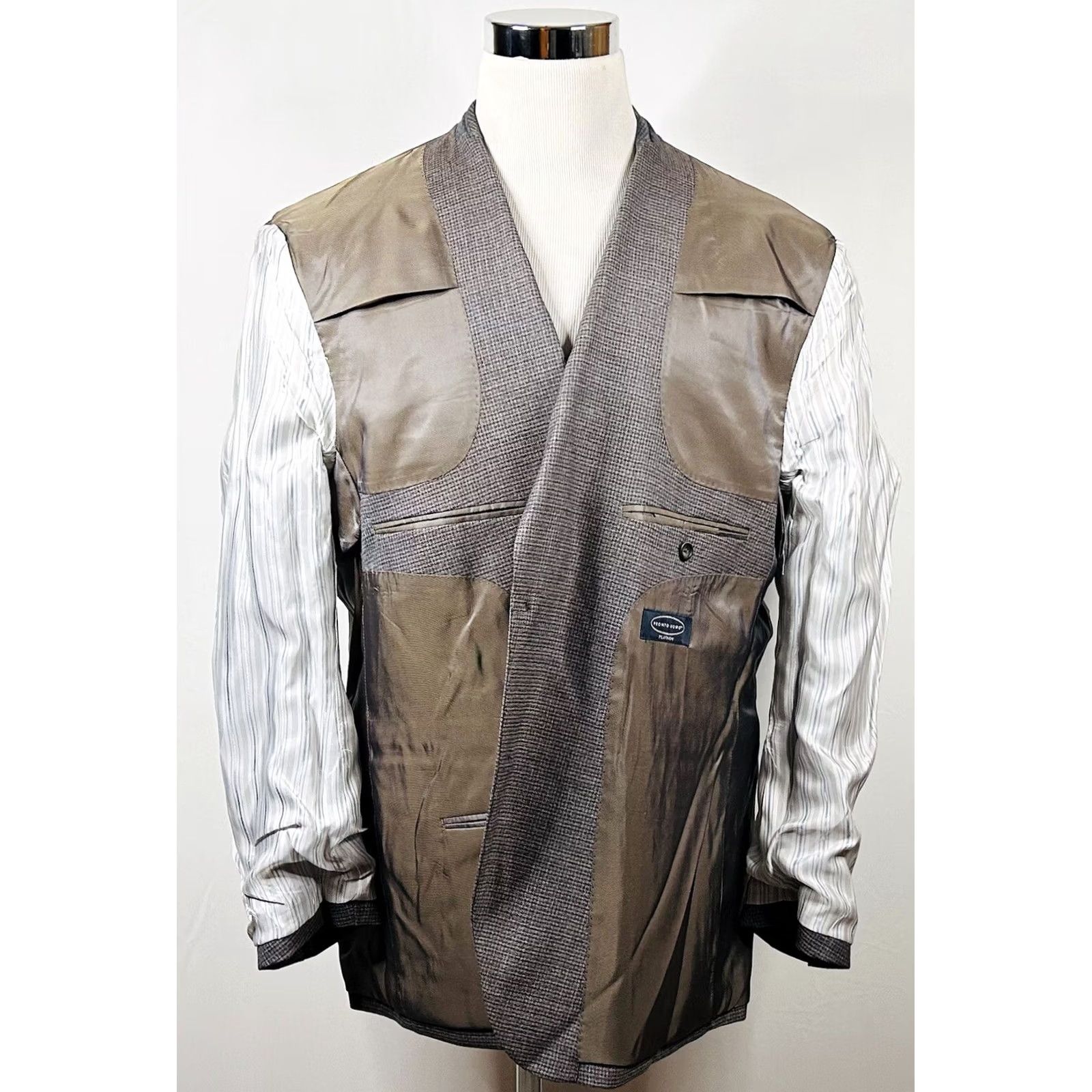 Pronto Uomo Pronto Uomo Sport Coat 48R Gray Blue Plaid Wool Blend Two Button Double Vented Mens Size US XS / EU 42 / 0 - 7 Thumbnail