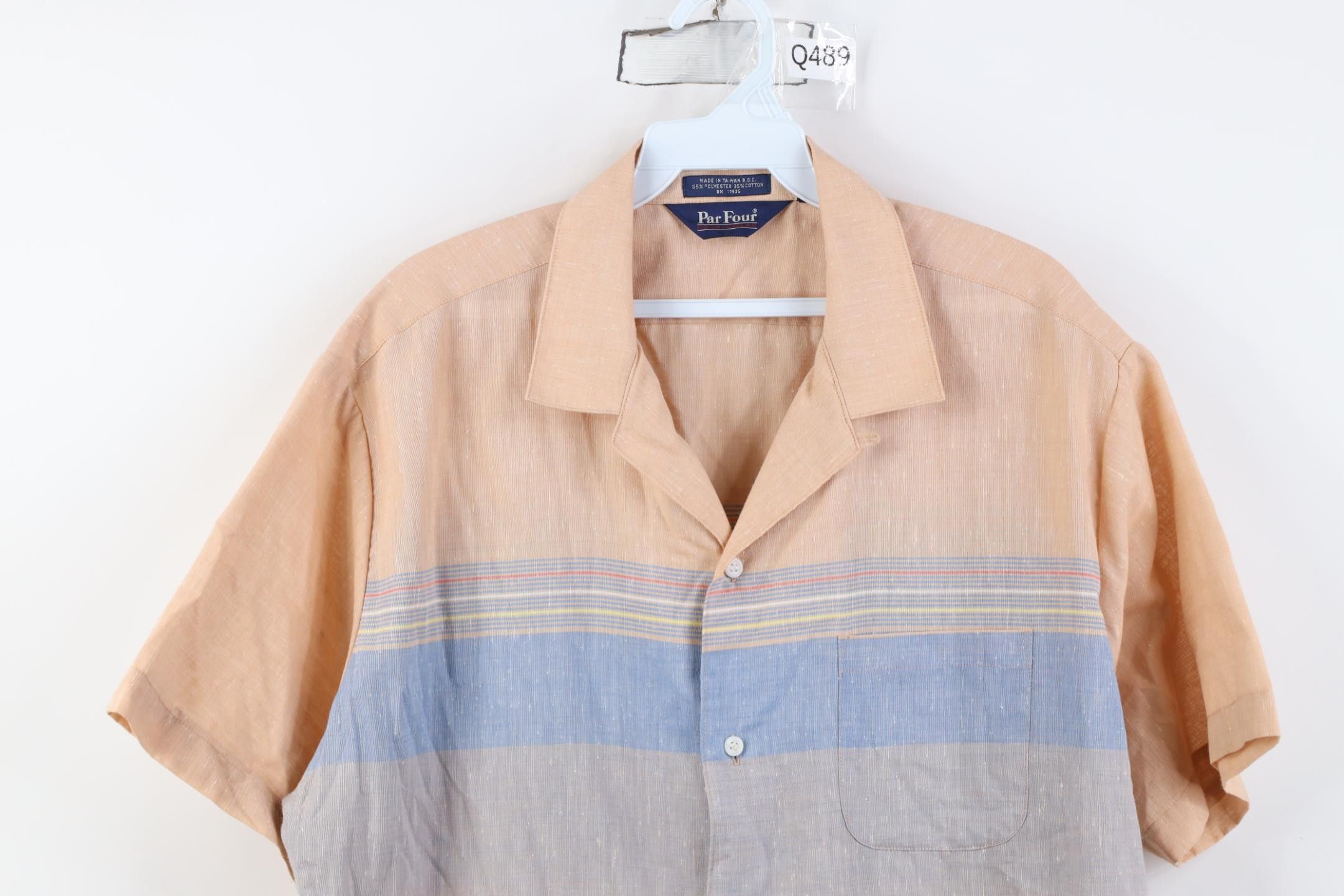 Vintage Vintage 70s 80s Streetwear Block Looped Collar Button Shirt Size US L / EU 52-54 / 3 - 2 Thumbnail