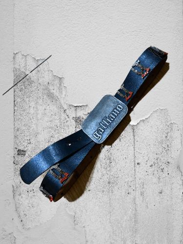 Vintage Galliano leather belt gothic punk big buckle