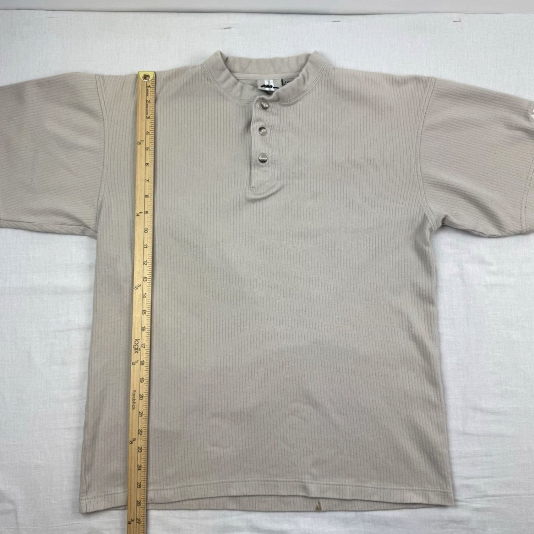 No Fear VINTAGE No Fear Henley Shirt Adult L Beige Cotton Logo Embroidered 90s Hipster Y2K Grunge Punk Men Size US L / EU 52-54 / 3 - 6 Thumbnail