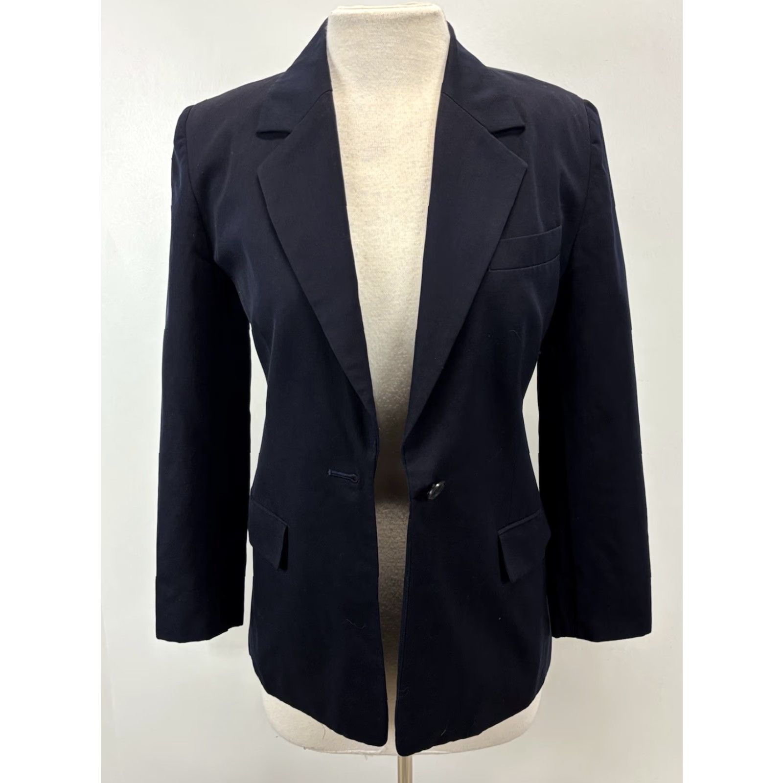 Talbots VINTAGE Talbots Blazer 100% Wool Sz 6P Petite Navy Blue Jacket Women Business Power Boss Classic Preppy Size M / US 6-8 / IT 42-44 - 6 Thumbnail