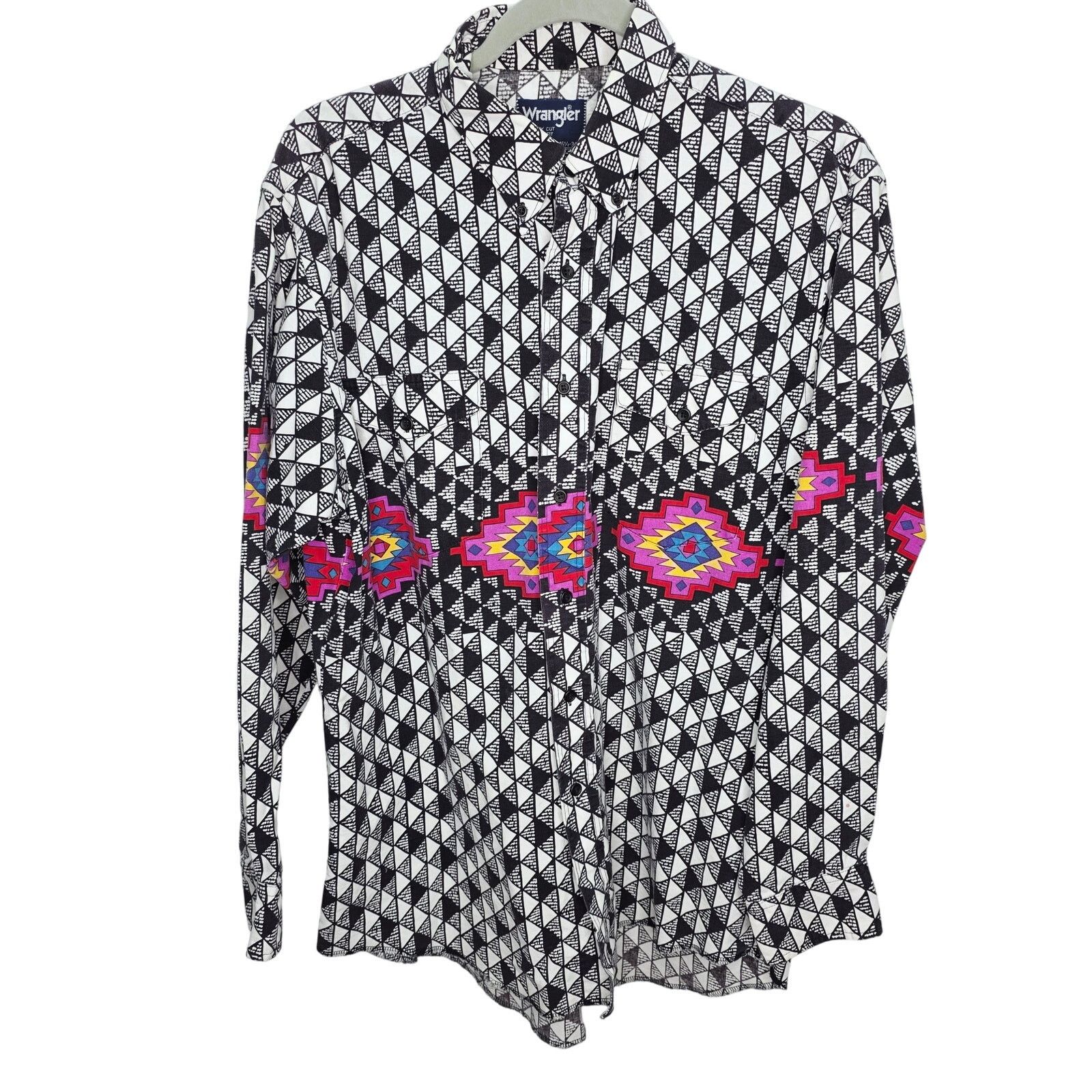 Wrangler Vintage Wrangler Cowboy Cut Black & White Aztec Shirt Size US M / EU 48-50 / 2 - 1 Thumbnail