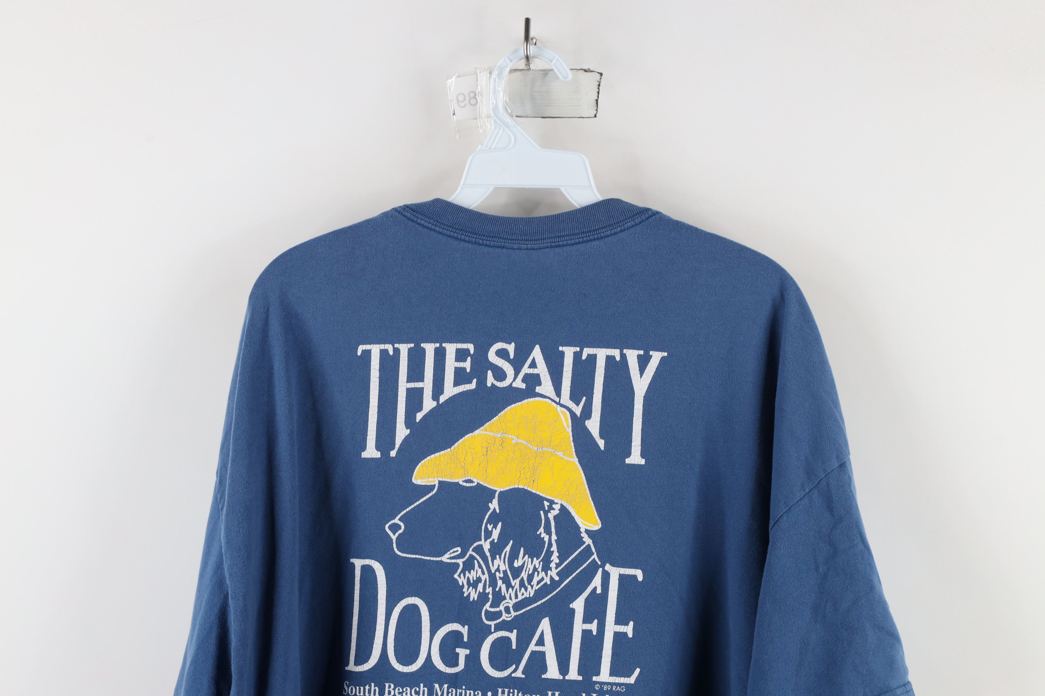 Vintage Vintage 90s Spell Out The Salty Dog Cafe T-Shirt Blue Cotton Size US XXL / EU 58 / 5 - 12 Thumbnail