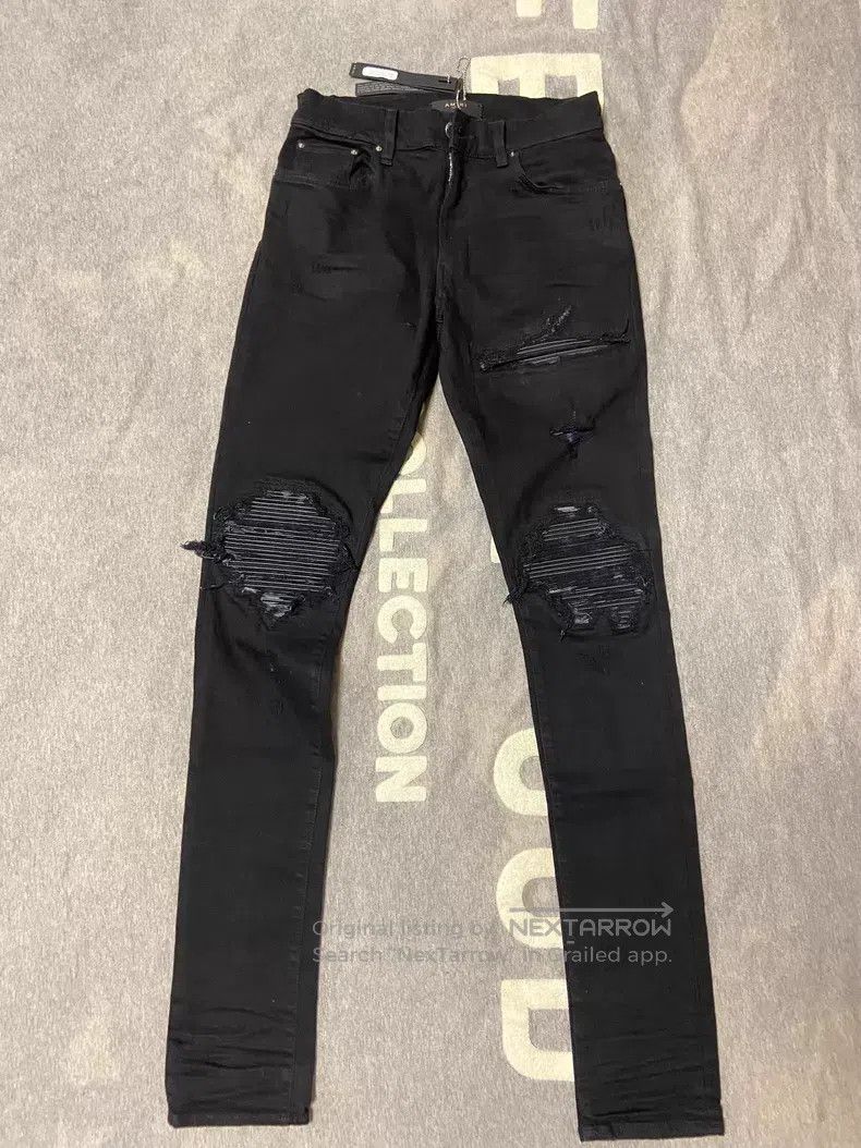 Amiri Amiri Black patch leather denim jeans size 31 Size US 31 - 1 Thumbnail