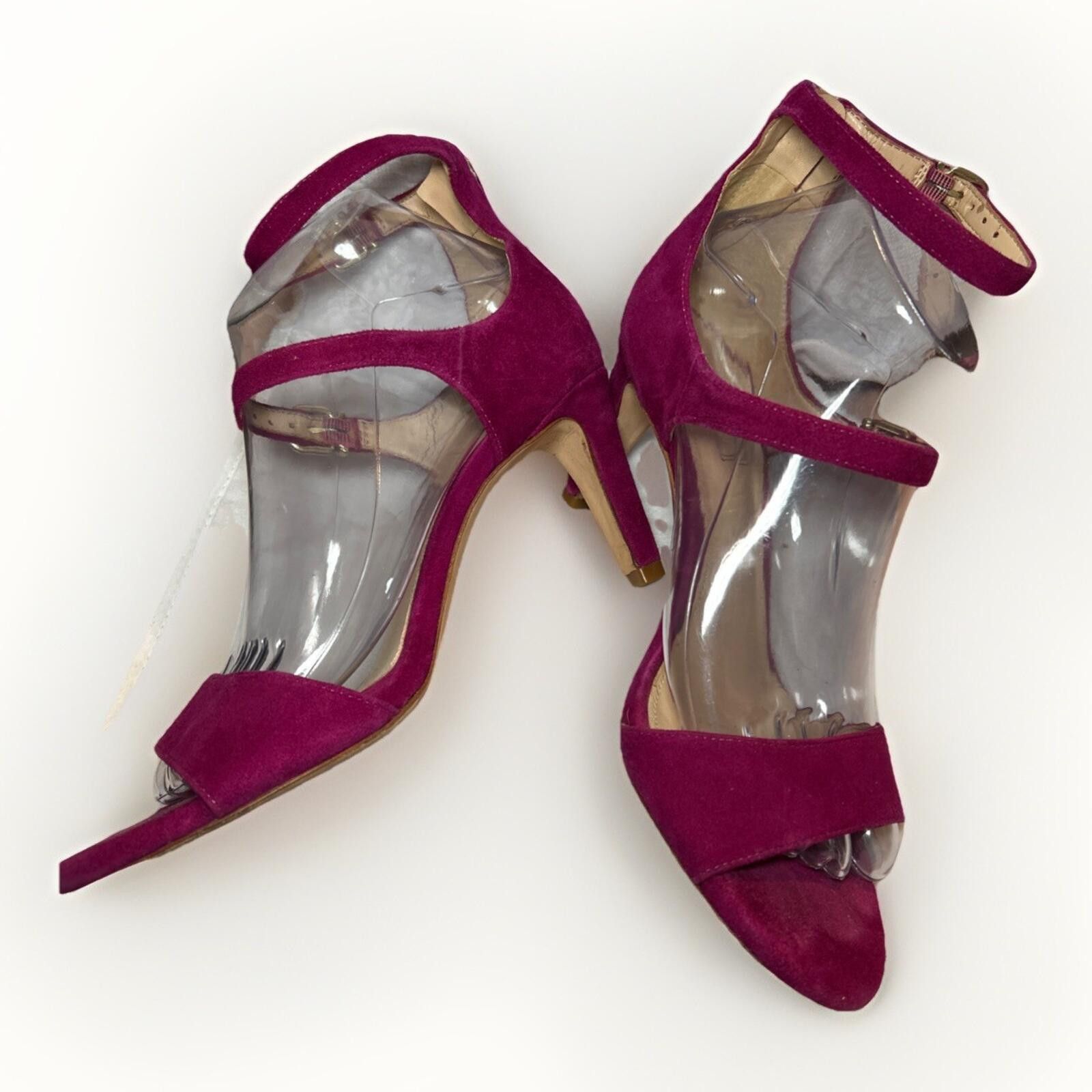 Other Antonio Melani 3" Heels Fuchsia Zipper Suede Double Strap Size US 9 / IT 39 - 4 Thumbnail