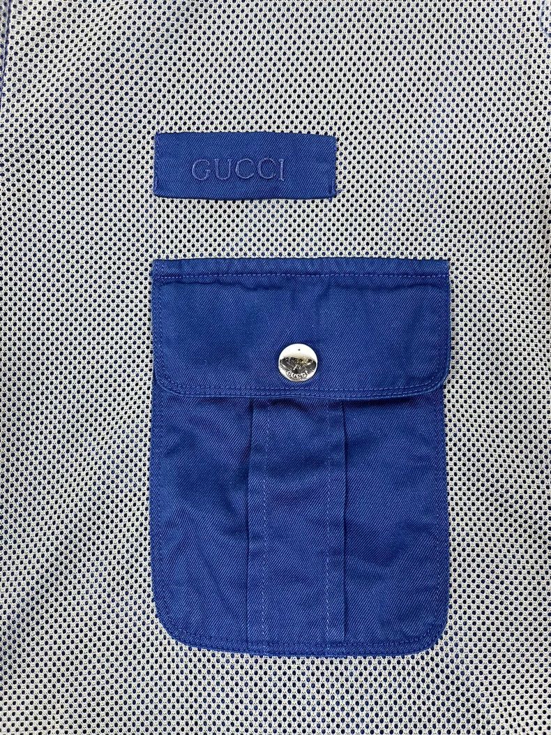 Gucci Gucci Blue and gray pocket letter Logo short-sleeved shirt Size US XS / EU 42 / 0 - 3 Thumbnail