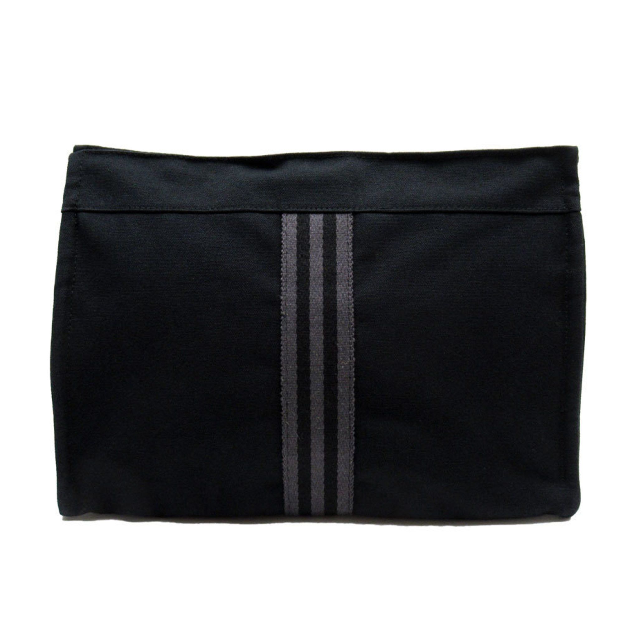 image of Hermes Clutch Bag Foultou Cotton Black/grey Unisex, Women's