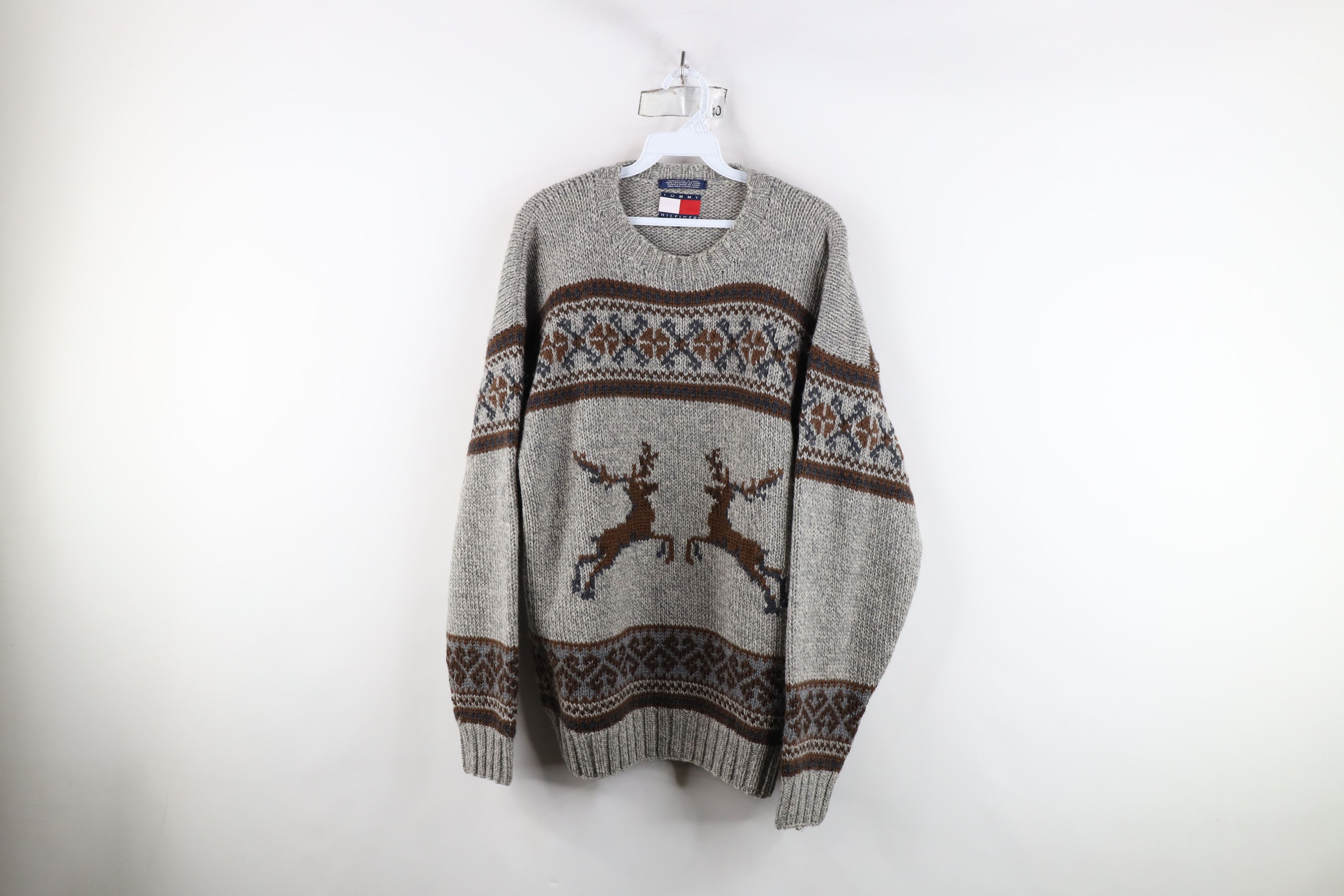 Tommy Hilfiger × Vintage Vintage 90s Tommy Hilfiger Knit Reindeer Fair Isle Sweater Size US M / EU 48-50 / 2 - 1 Thumbnail