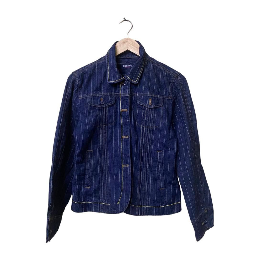 Japanese Brand Famock ladies striped jacket jeans Size L / US 10 / IT 46 - 1 Thumbnail
