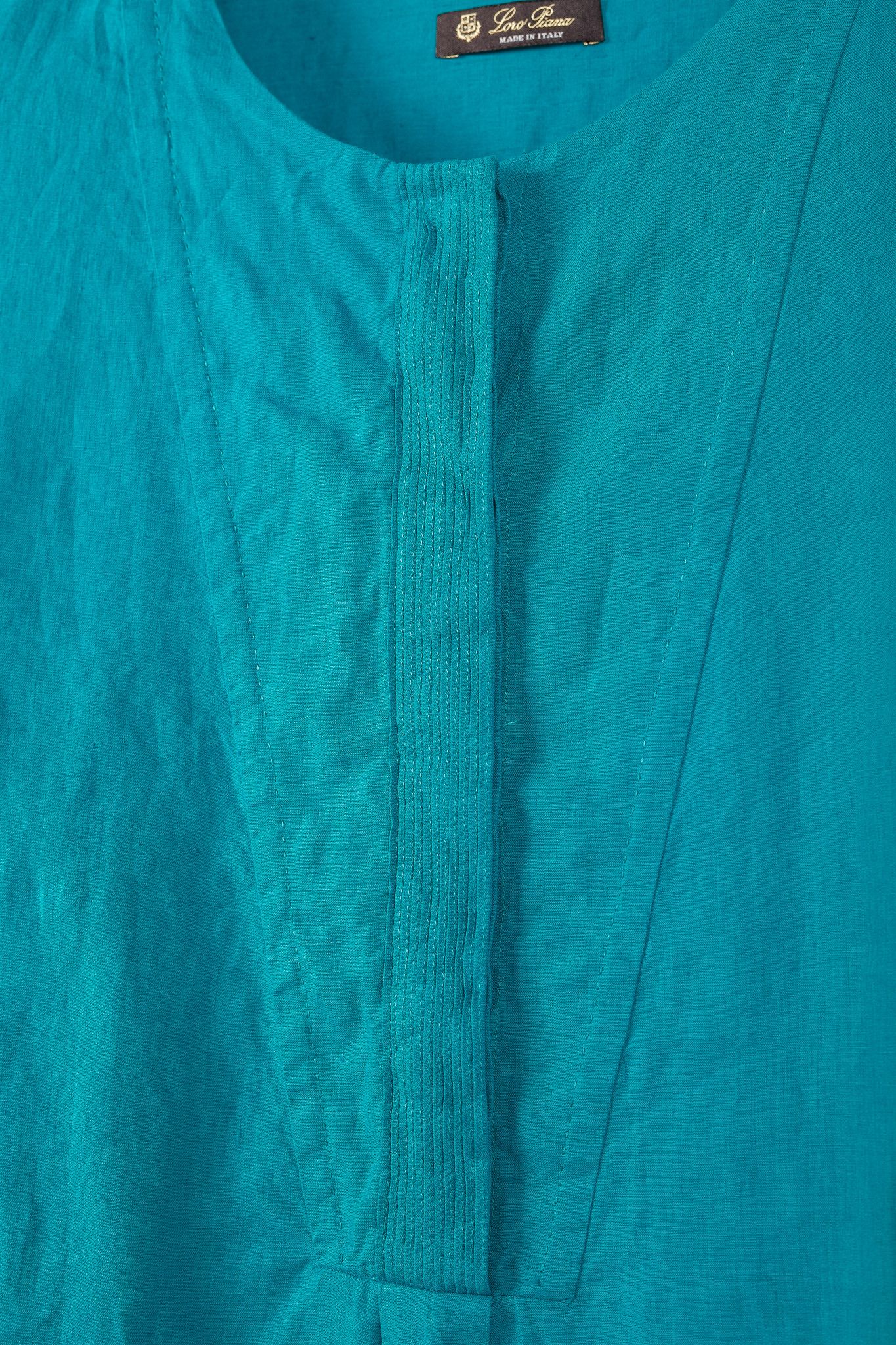 Loro Piana Loro Piana Teal Linen Pintuck Bib Blouse Size S / US 4 / IT 40 - 8 Thumbnail
