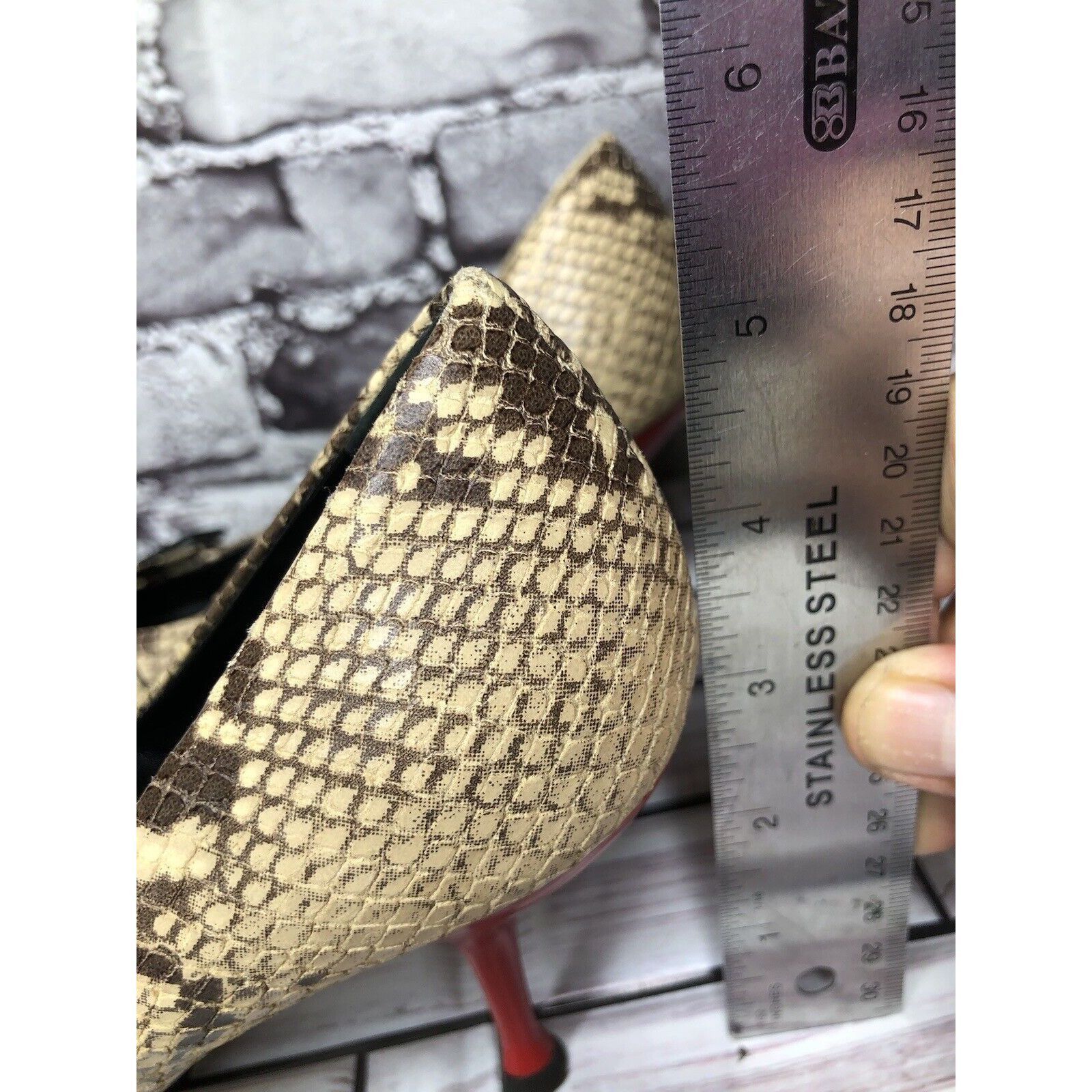 Giuseppe Zanotti Giuseppe Zanotti Cream Leather Black SnakeSkin Pointed Strap Size US 6.5 / IT 36.5 - 10 Thumbnail