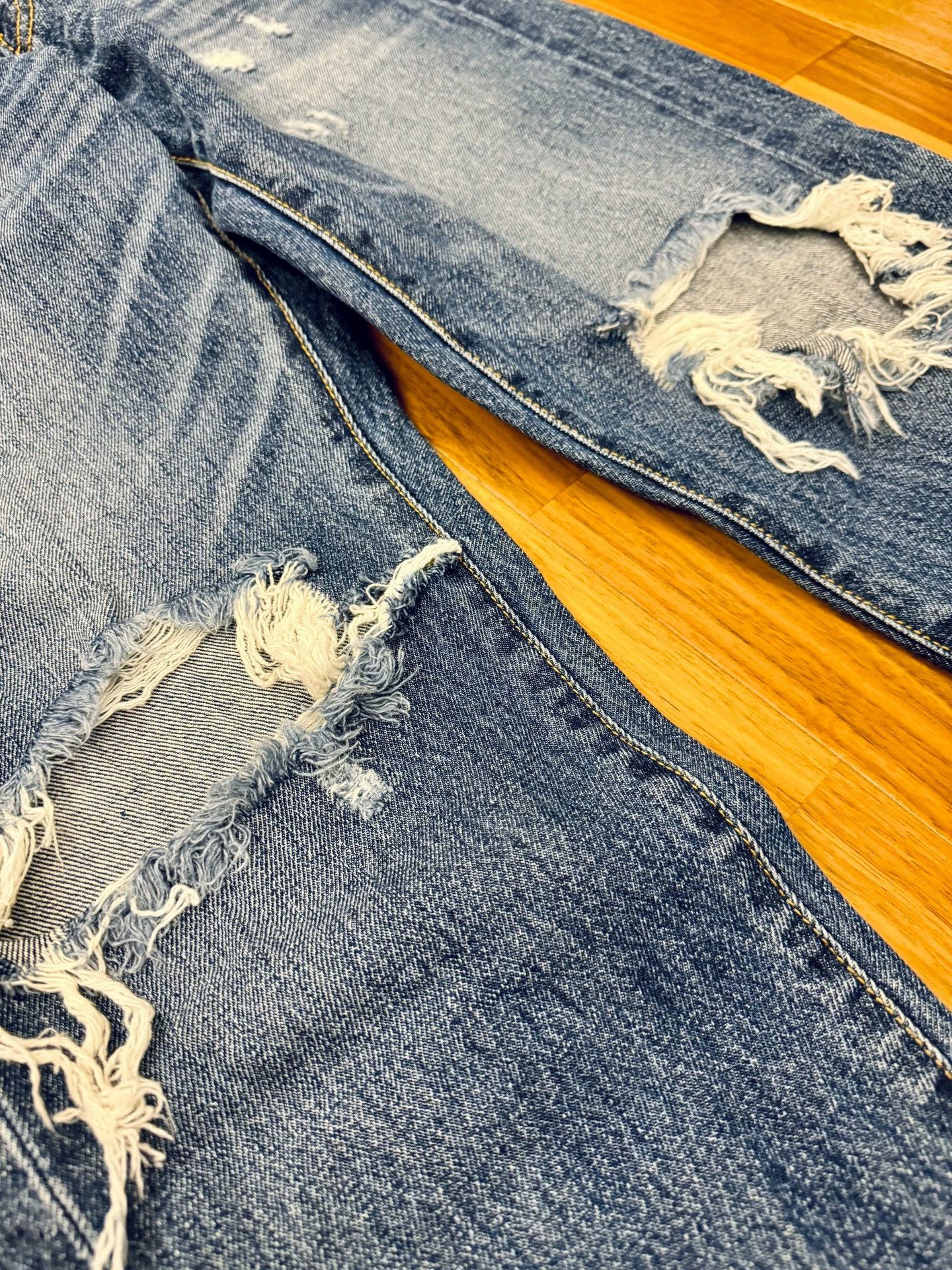 Other LEGENDA BY VANQUISH Washed Destroyed Blue Denim Jeans L Size US 34 / EU 50 - 2 Thumbnail