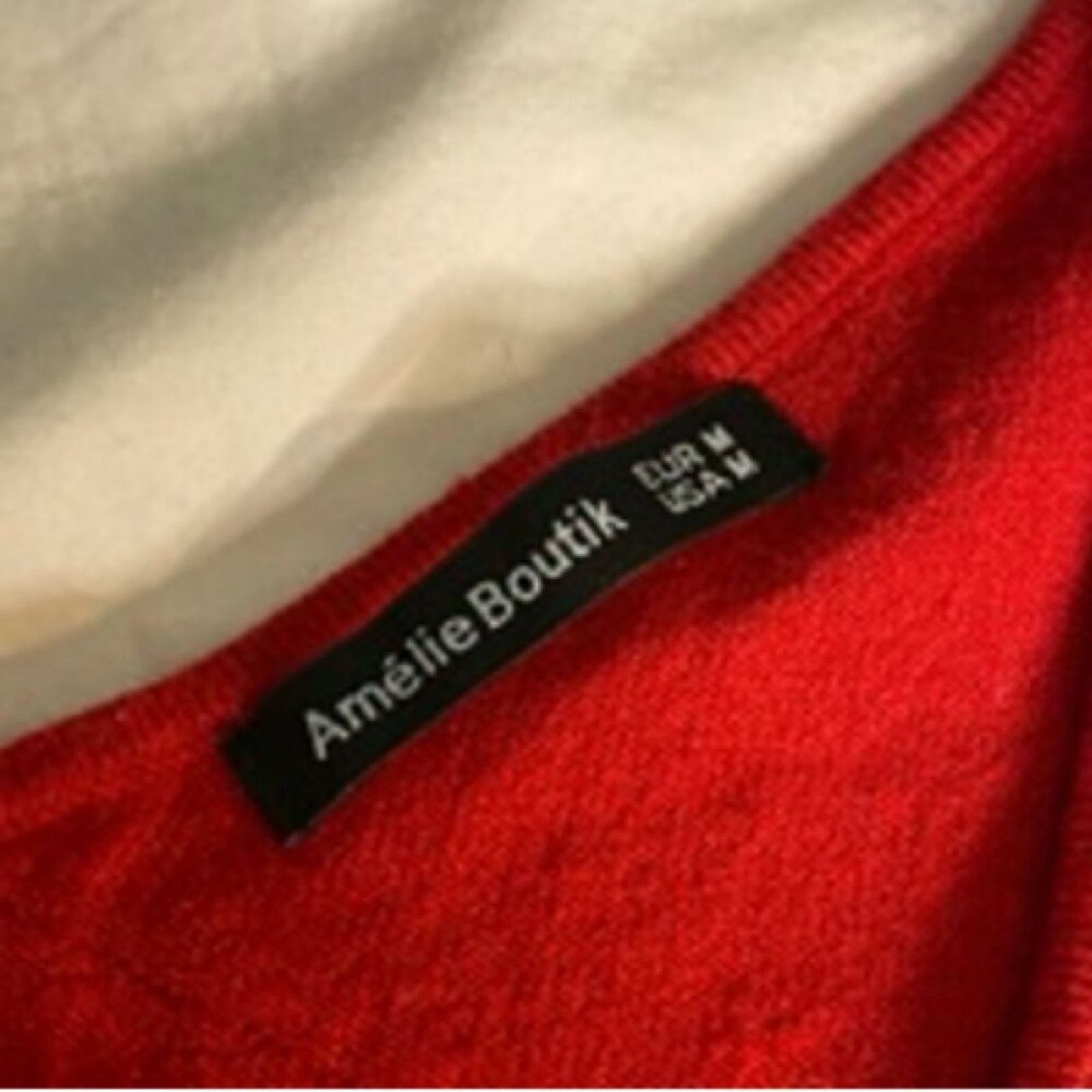 Other Cozy Minimalist Off-Shoulder Red Knit Sweater Amélie Botik M Size M / US 6-8 / IT 42-44 - 3 Thumbnail