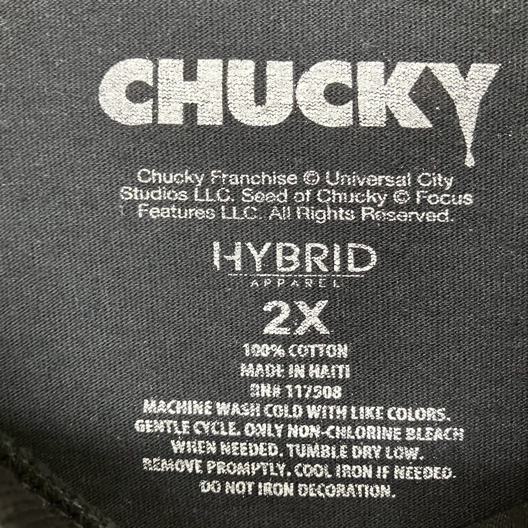 Vintage Chucky T Shirt Mens 2X Black Crew Neck Short Sleeve Graphic Horror Stretch Size US XXL / EU 58 / 5 - 7 Thumbnail