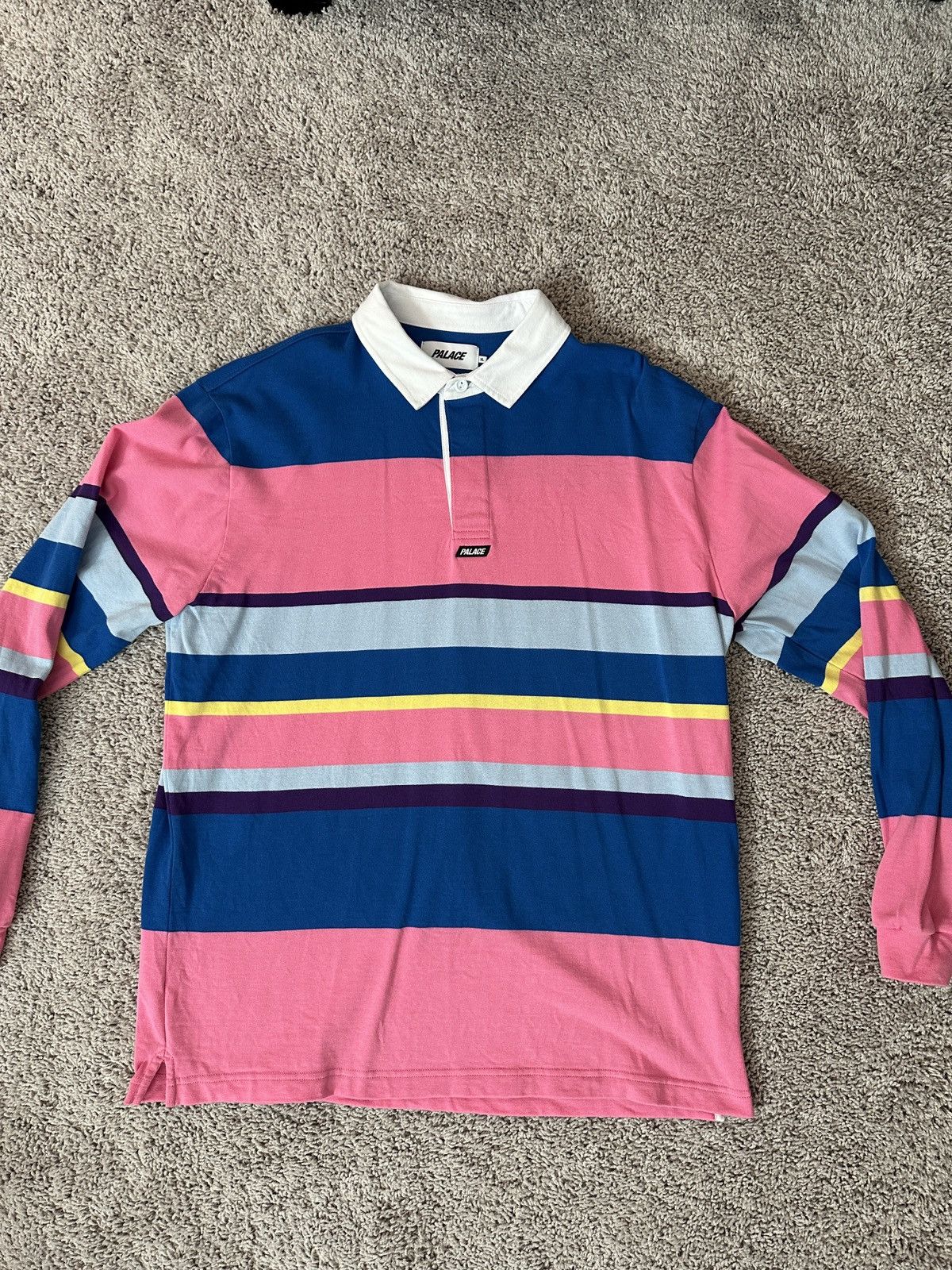 Palace Vertical Tri popular Stripe Polo Long Sleeve Shirt Men’s Large Red-Blue-White