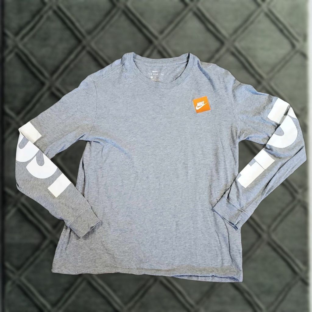 Nike Nike Just Do It Long Sleeve T-Shirt Men M Gray Sleeve Hit Spellout Swoosh Size US M / EU 48-50 / 2 - 1 Thumbnail