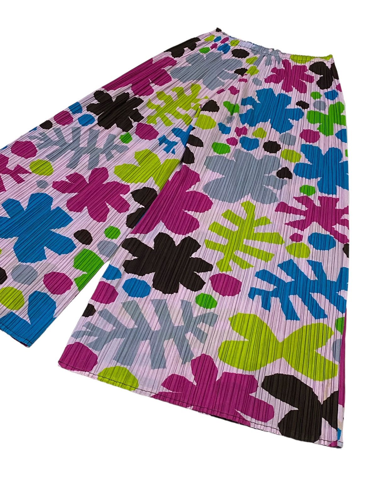 Issey Miyake Pleats Please Pleated Wide-Leg Flower Pattern Pants Size 28" / US 6 / IT 42 - 21 Thumbnail
