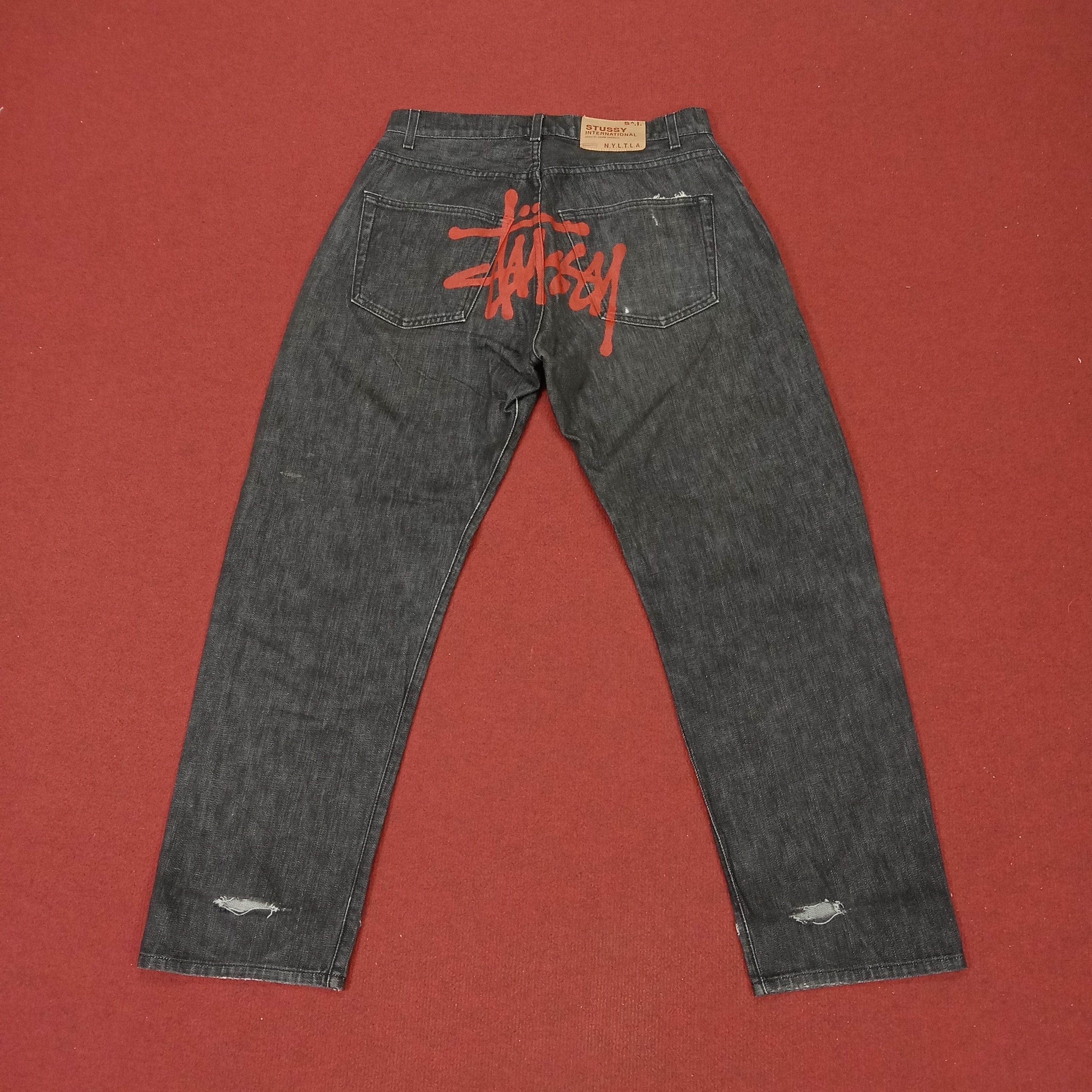 Vintage Stussy Streetwear Custom Art Logo Style Distressed Jeans Size US 32 / EU 48 - 1 Thumbnail