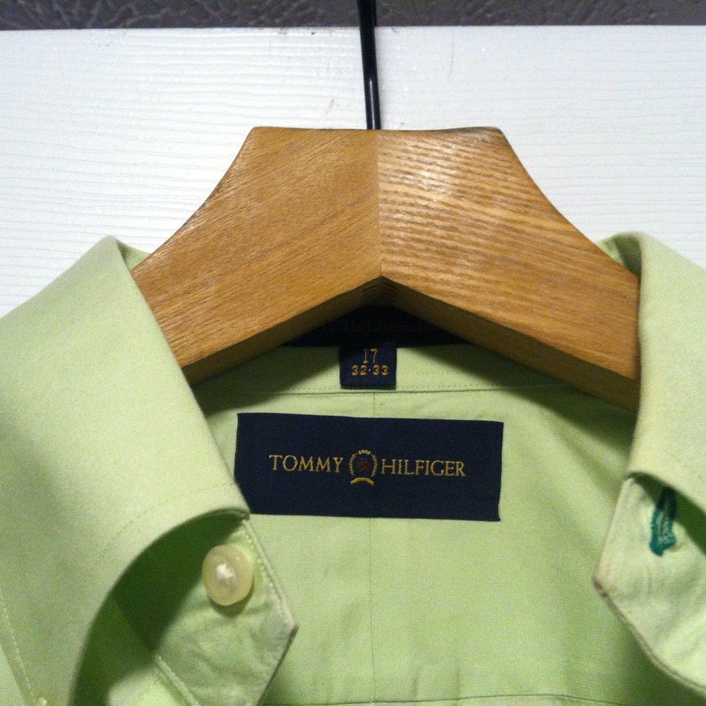 Tommy Hilfiger TOMMY HILFIGER MEN'S LIME GREEN COTTON DRESS SHIRT 17/32-33 Size US XL / EU 56 / 4 - 3 Thumbnail