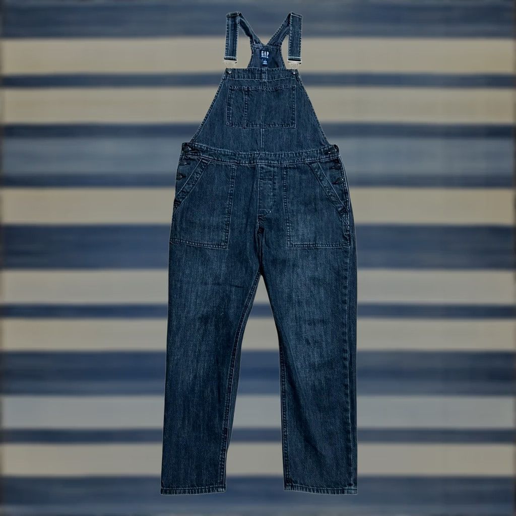 Gap GAP Overalls Crop Slouch Bib Women's Medium Black/Gray Denim Jeans 90s Casual Straight Leg Pockets Adjustable Waist 100% Cotton Blue Gray Size 32" / US 10 / IT 46 - 1 Thumbnail