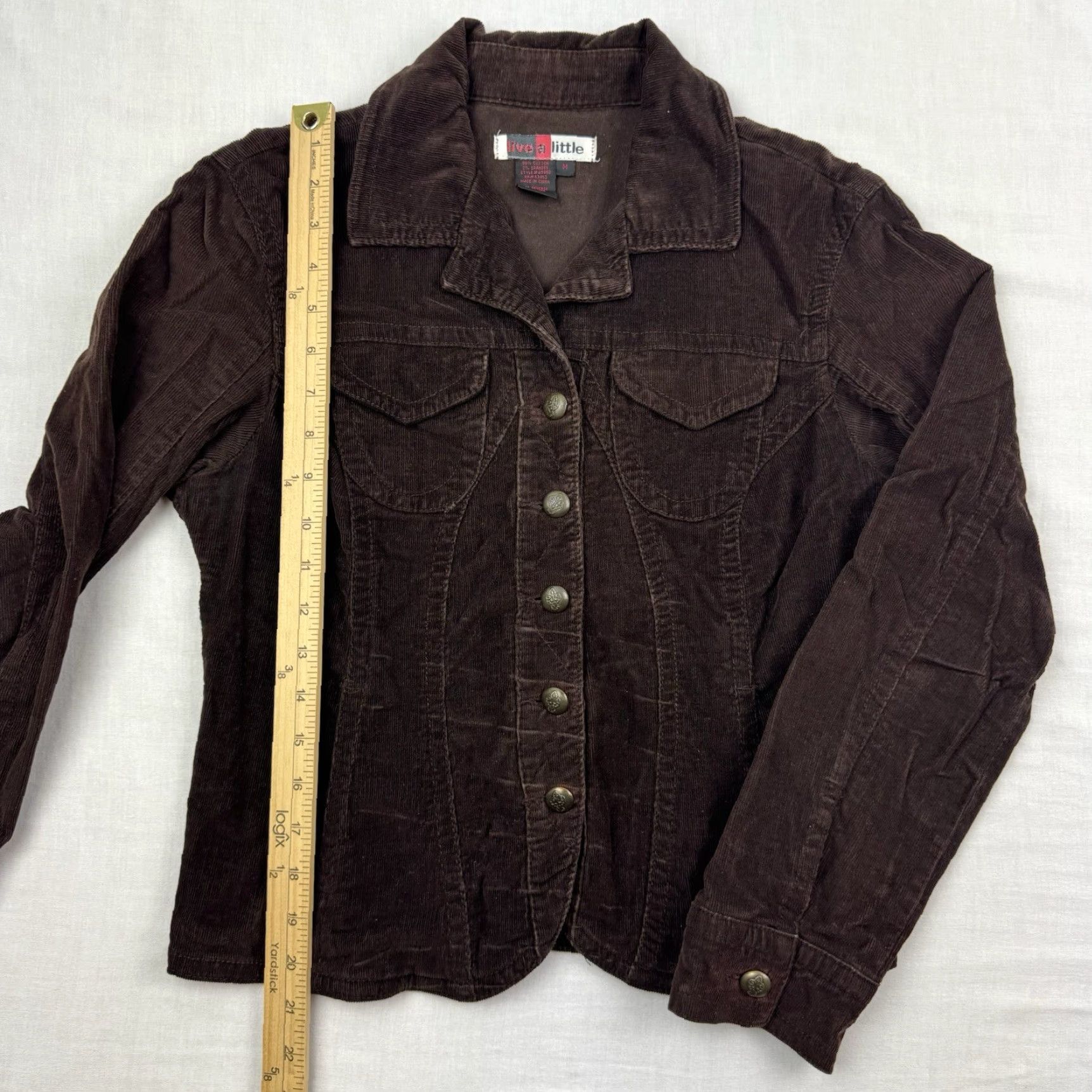 Olive VINTAGE Live A Little Corduroy Jacket Womens Medium Brown Y2K Hipster 90s Size M / US 6-8 / IT 42-44 - 7 Thumbnail