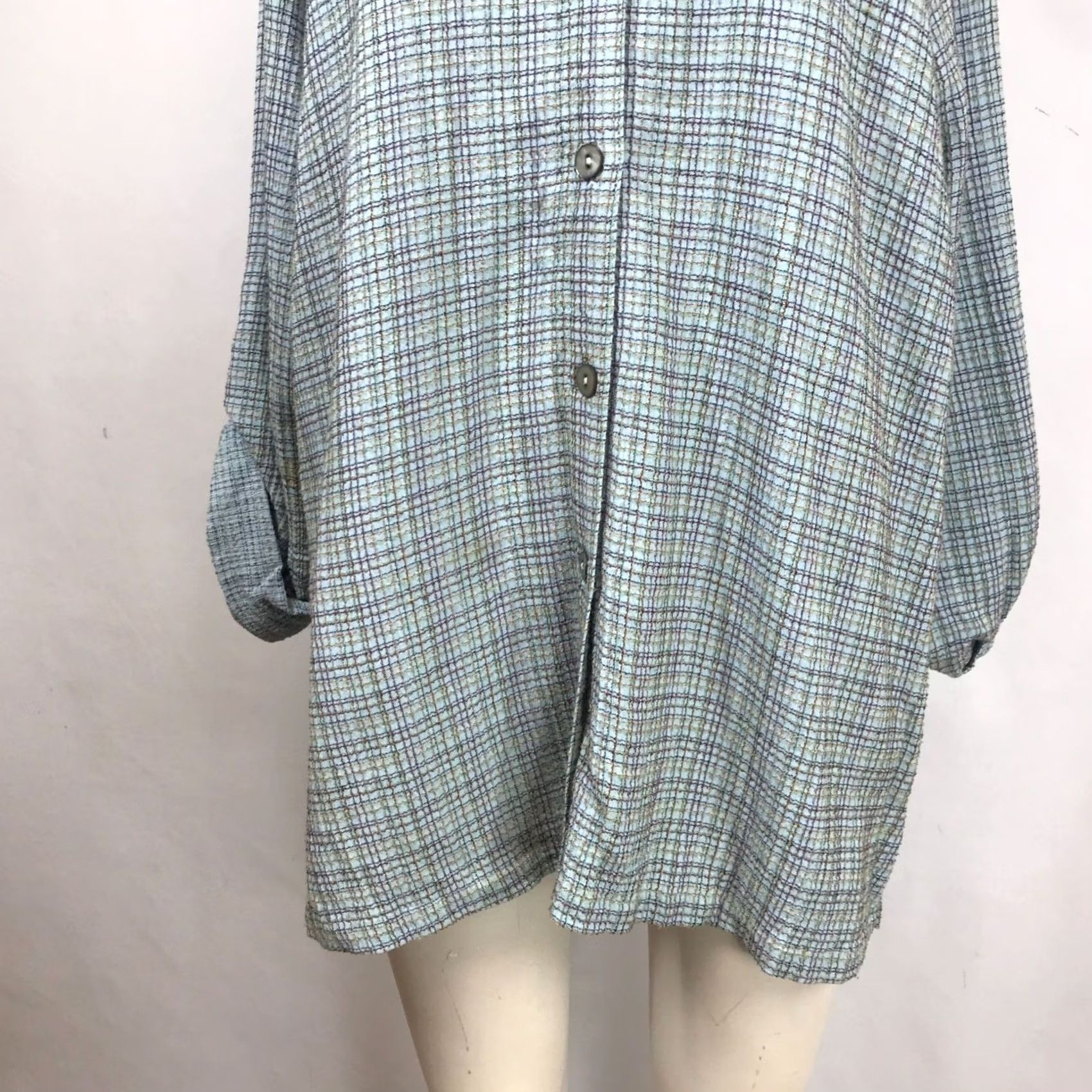 Vintage SAHALIE WOMEN TUNIC L BLUE LONG SLEEVE COLLARED RAYON BLEND Size L / US 10 / IT 46 - 3 Thumbnail