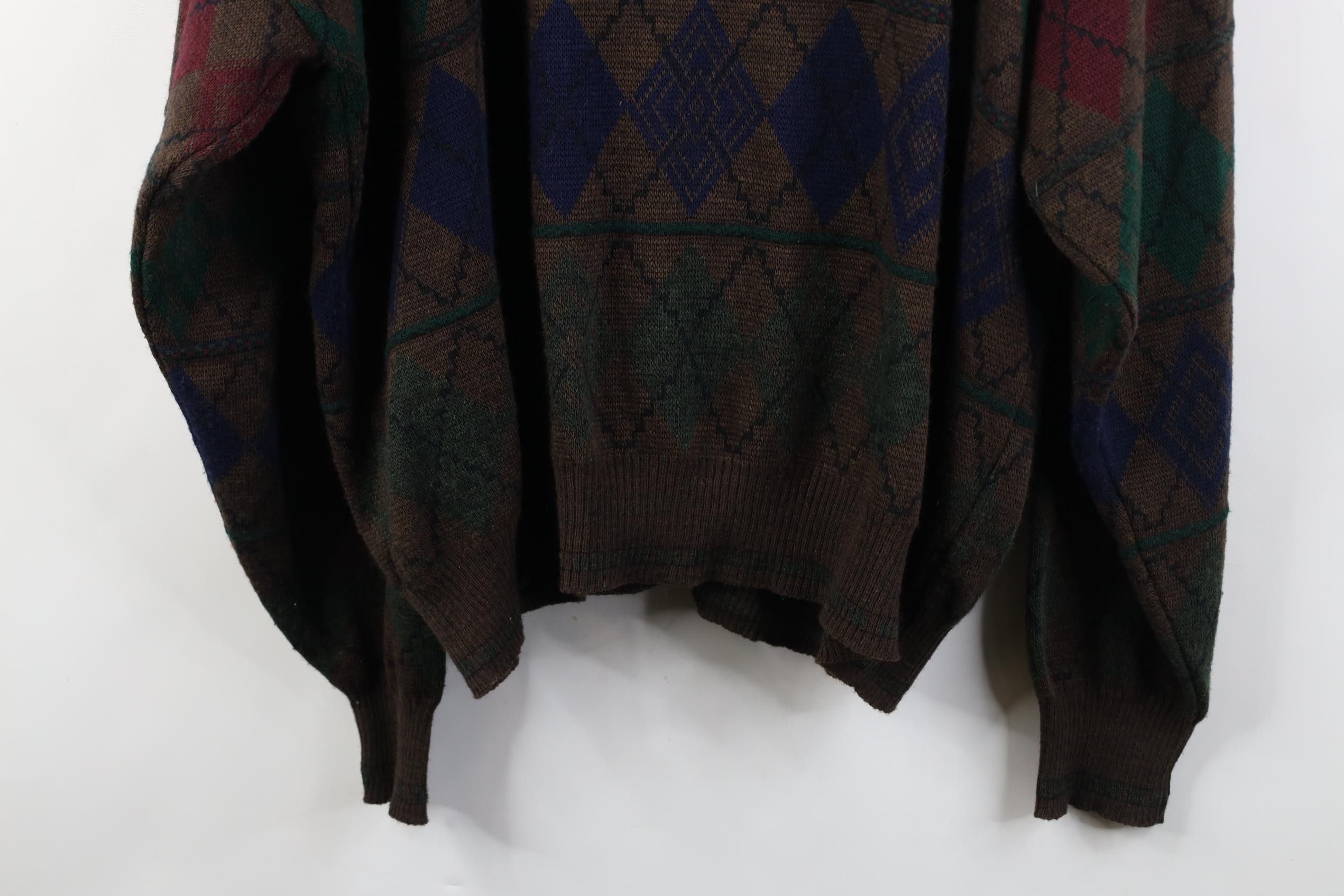 Vintage Vintage 90s Streetwear Knit Argyle Diamond Cardigan Sweater Size US XXL / EU 58 / 5 - 12 Thumbnail
