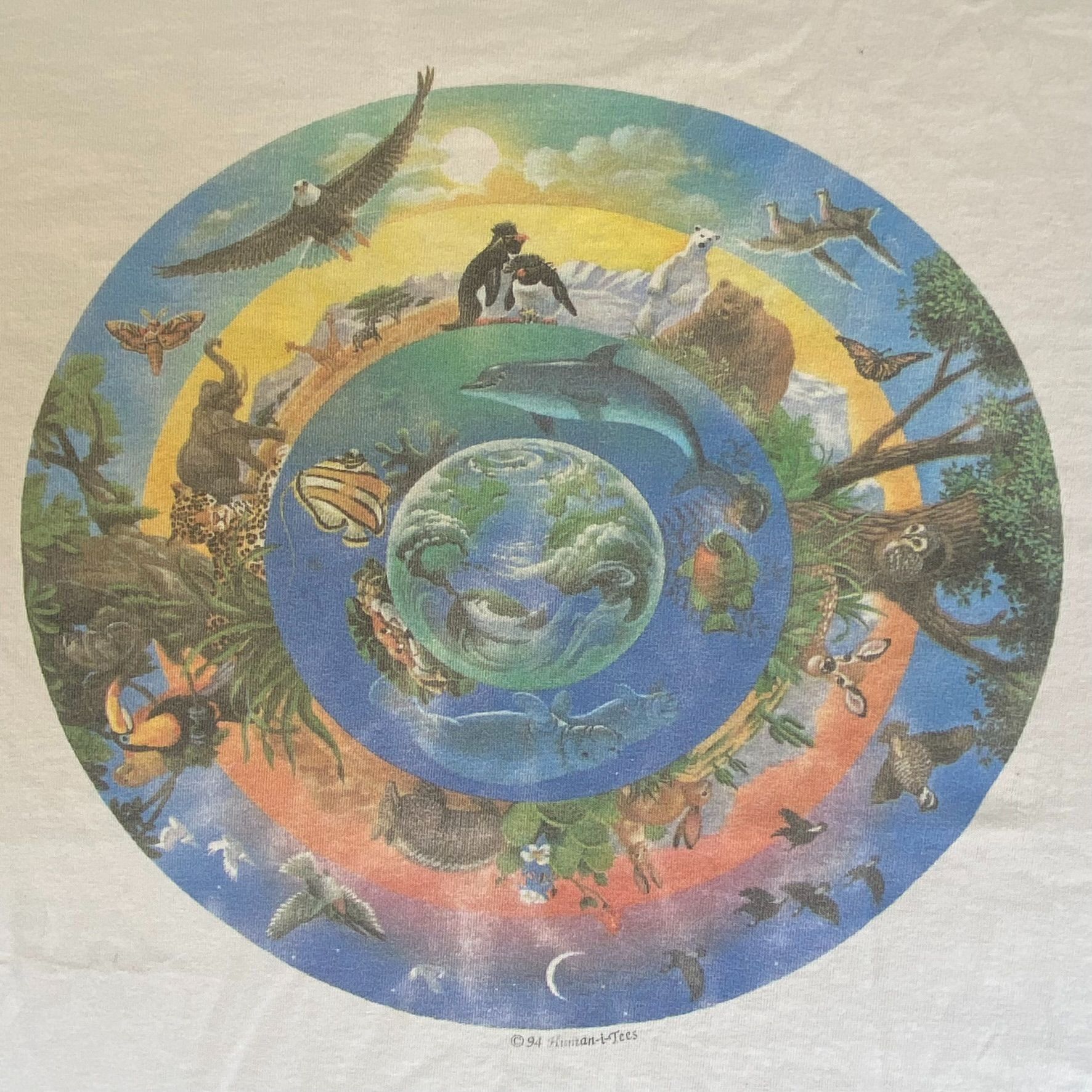 Vintage Vintage 90s Nature Animals Shirt Earth Circle of Life Tee Size US XL / EU 56 / 4 - 3 Thumbnail