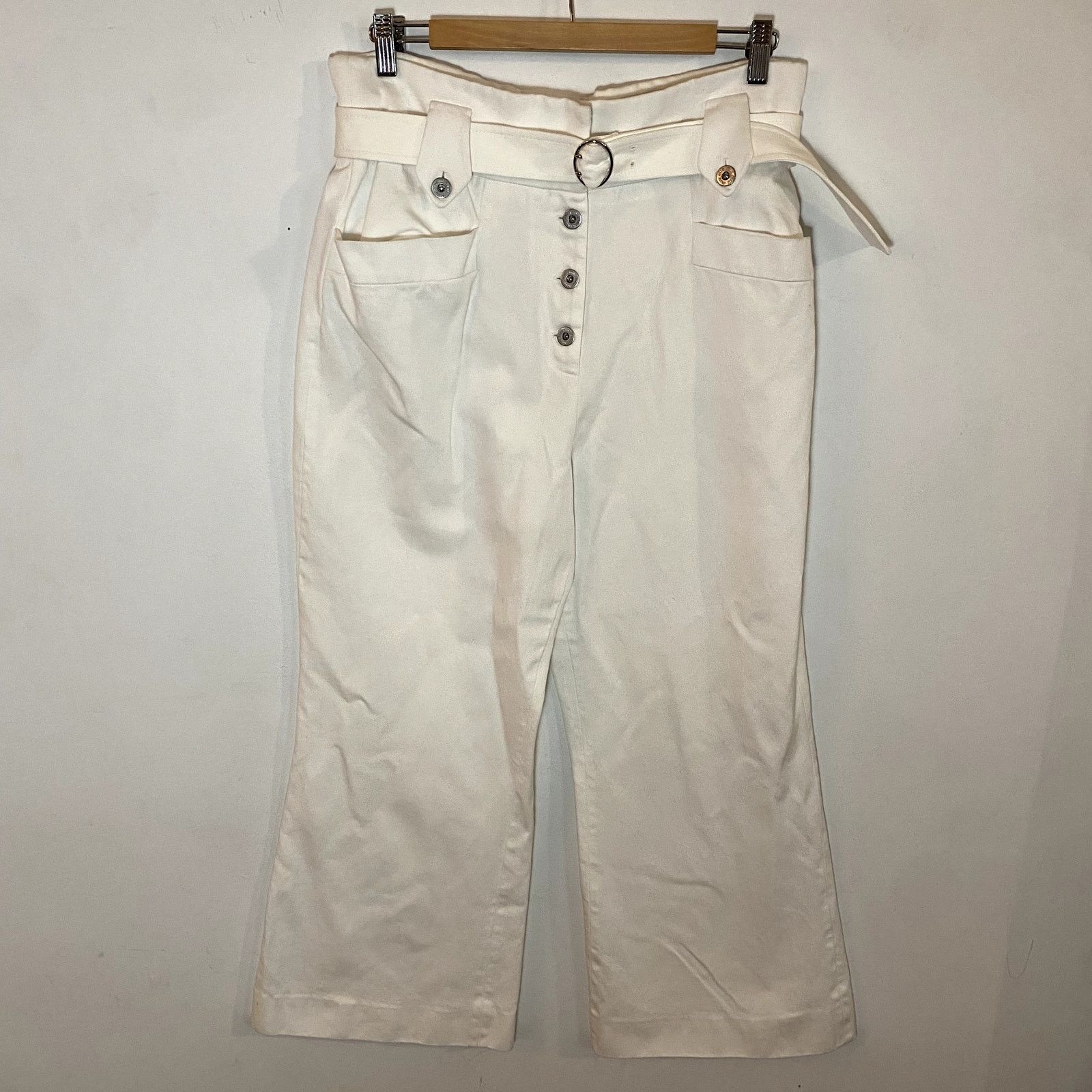 Miu Miu Miu Miu Wide Leg Bootcut Pants Belted White 2019 Size 48 IT Size 34" / US 12 / IT 48 - 1 Thumbnail