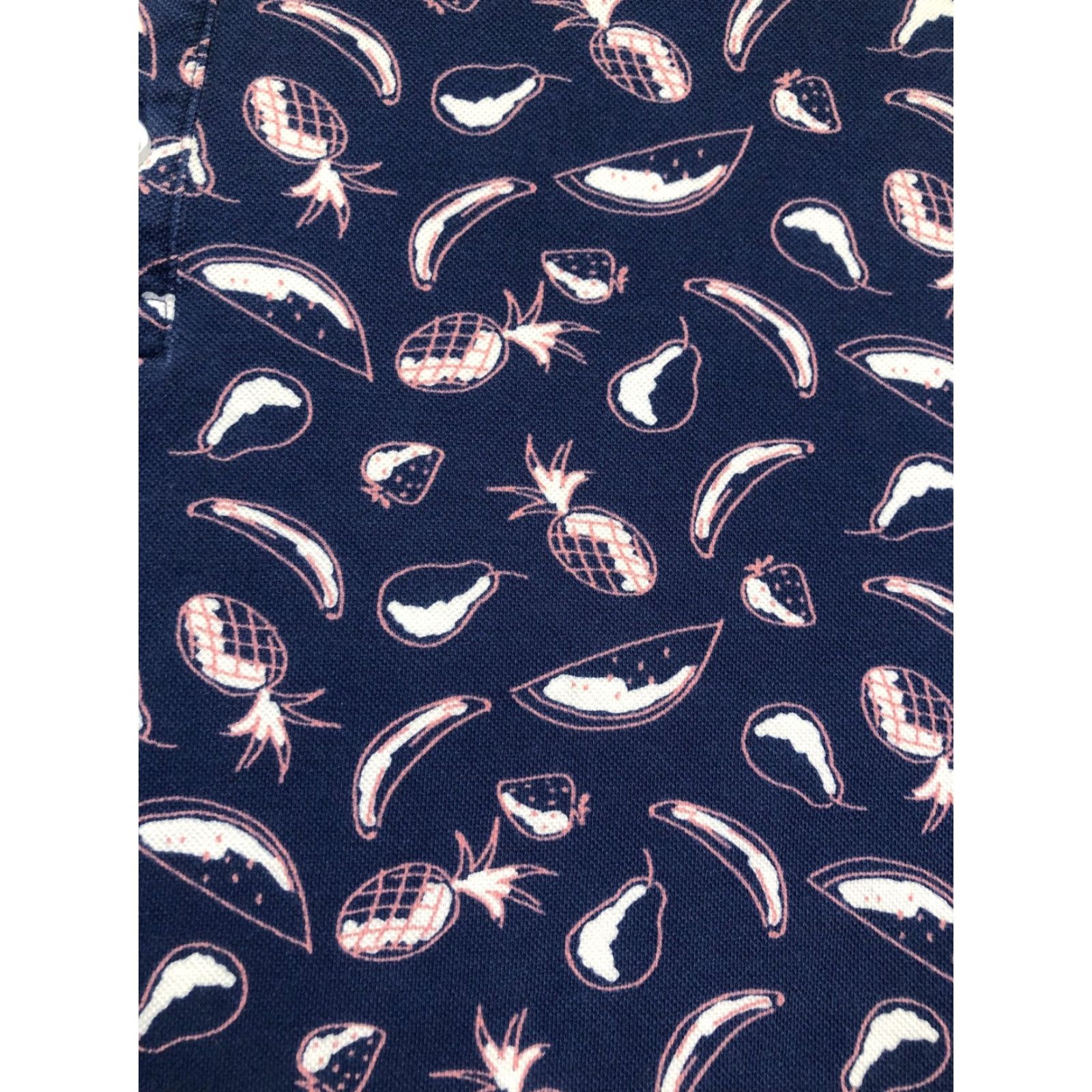 Bonobos Bonobos Polo Shirt Mens L Blue Tropical Fruit Print Short Sleeve Stretch Polo Shirt Casual Summer 98% Cotton 2% Spandex Regular Fit Graphic Print Size US L / EU 52-54 / 3 - 7 Thumbnail