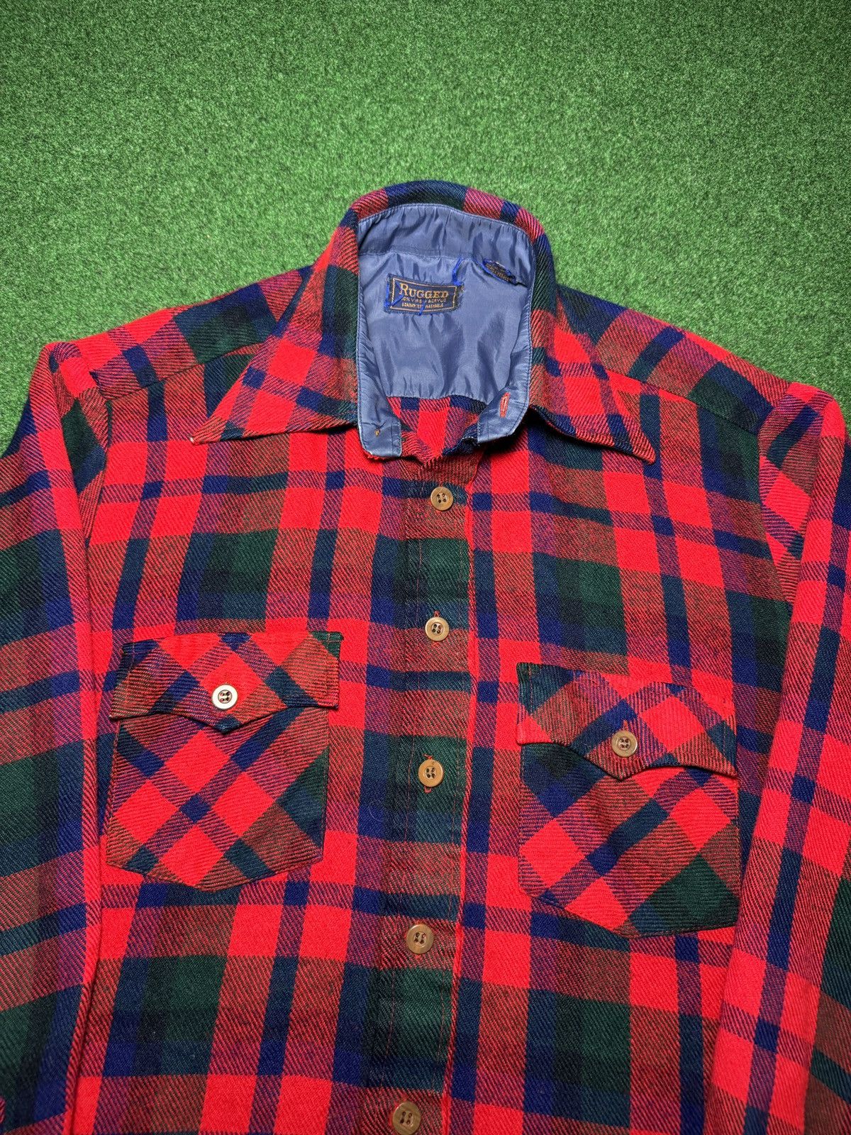 Vintage Vintage Rugged Plaid Flannel Virgin Acrylic Soft L Shirt Size US L / EU 52-54 / 3 - 2 Thumbnail