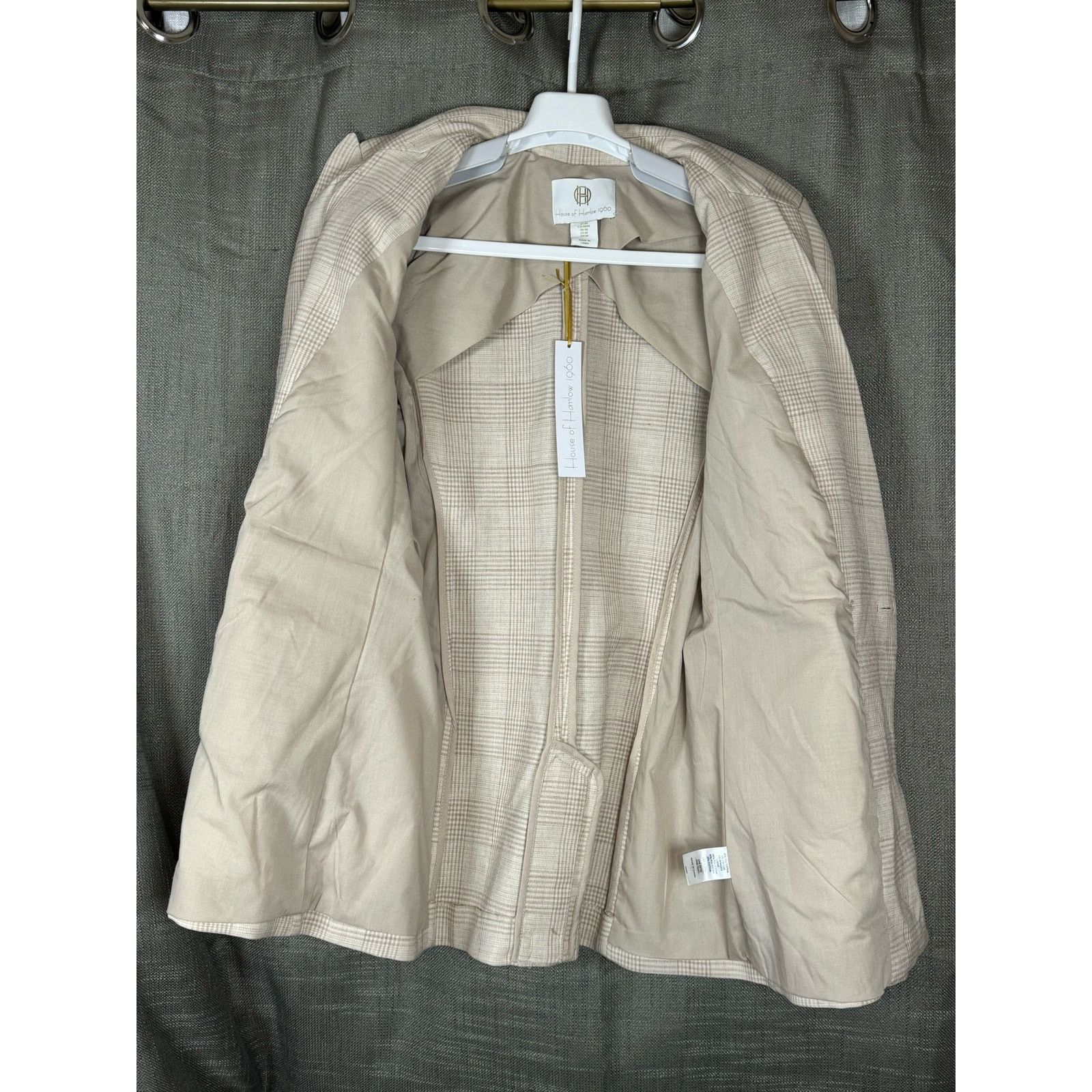 House of Harlow House of Harlow Tan Nude Double Breast Plaid Blazer Jacket Size M / US 6-8 / IT 42-44 - 3 Thumbnail